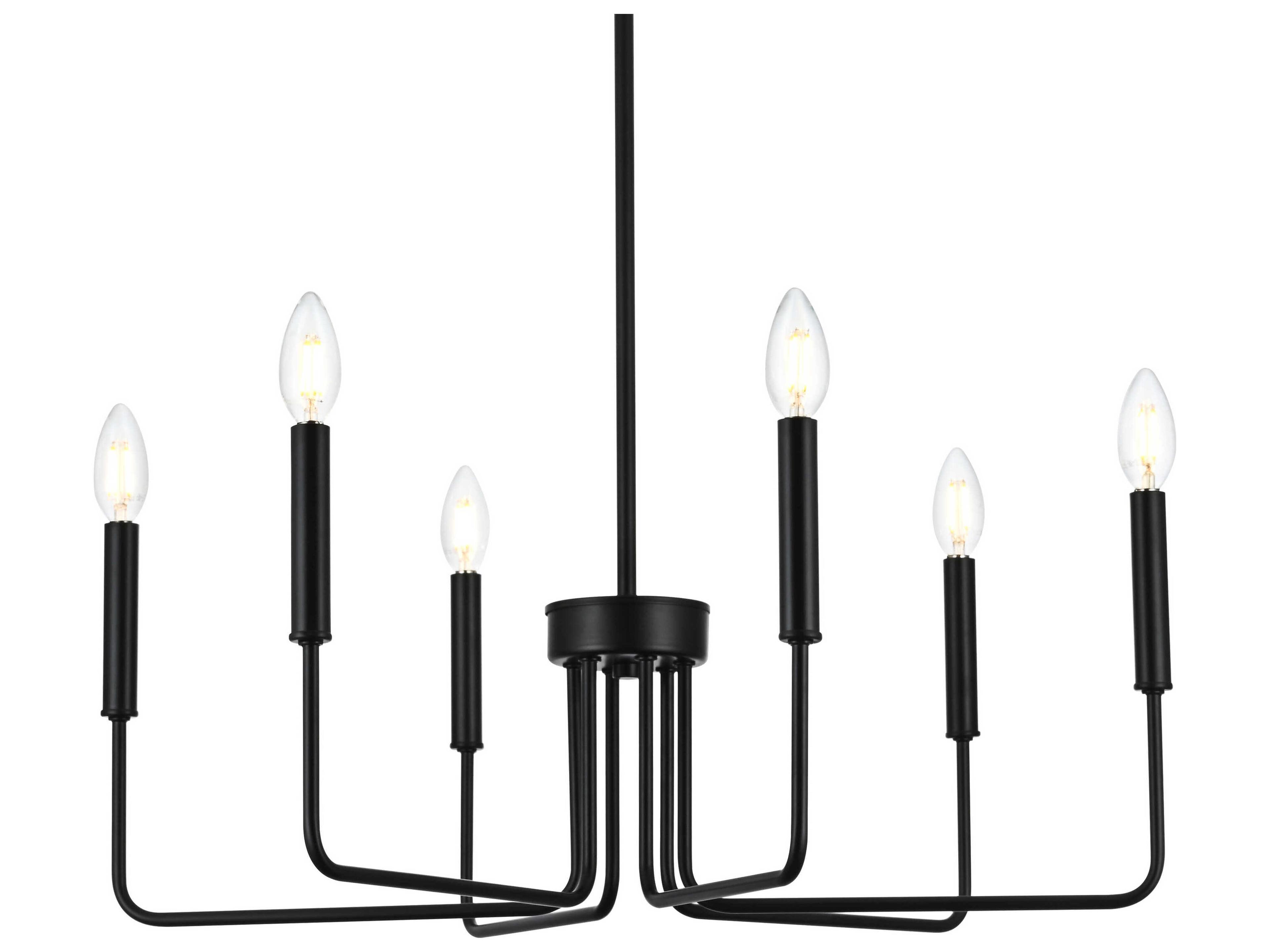 Elegant Lighting Willa 6-Light Black Candelabra Chandelier
