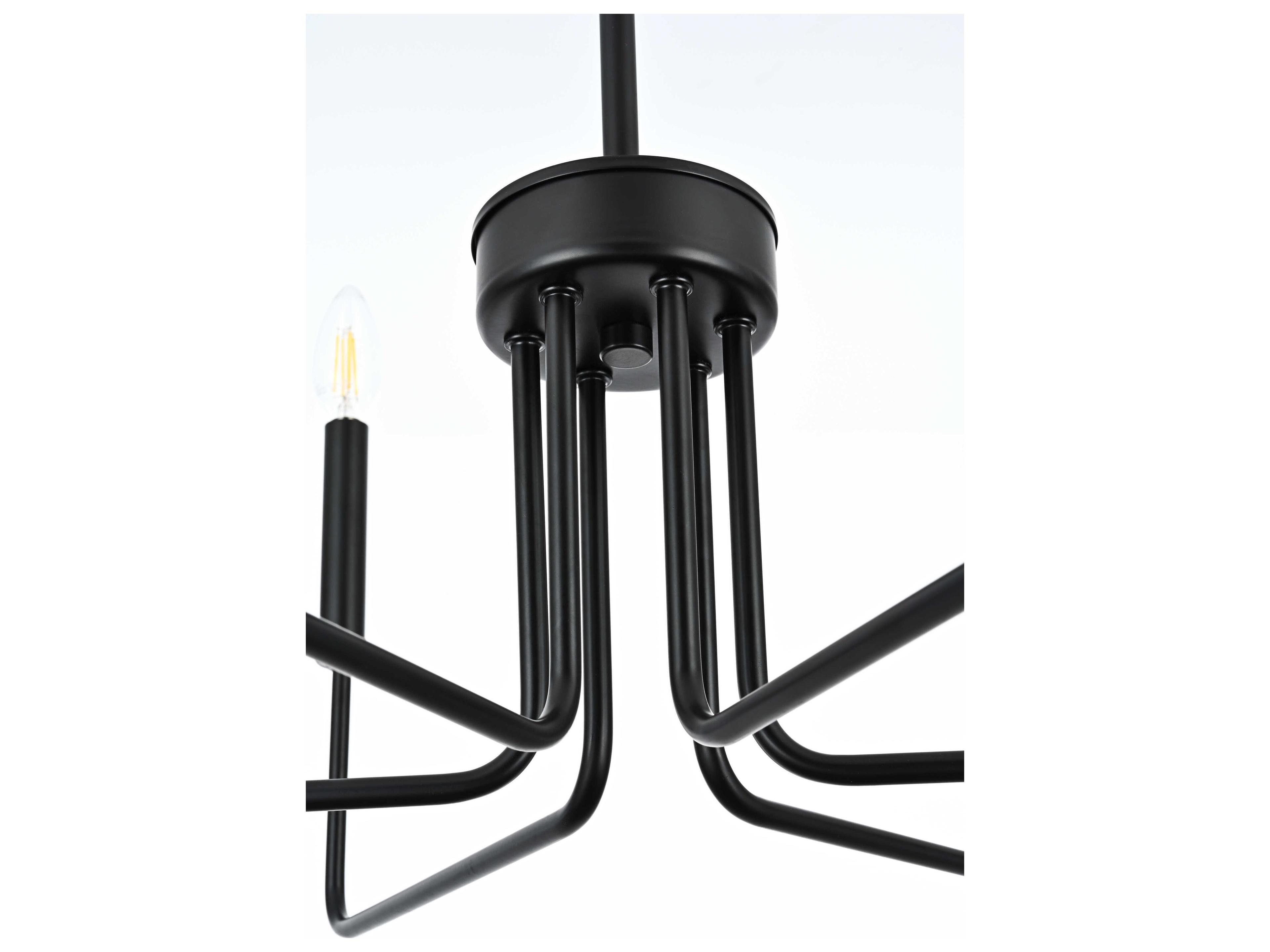 Elegant Lighting Willa 6-Light Black Candelabra Chandelier