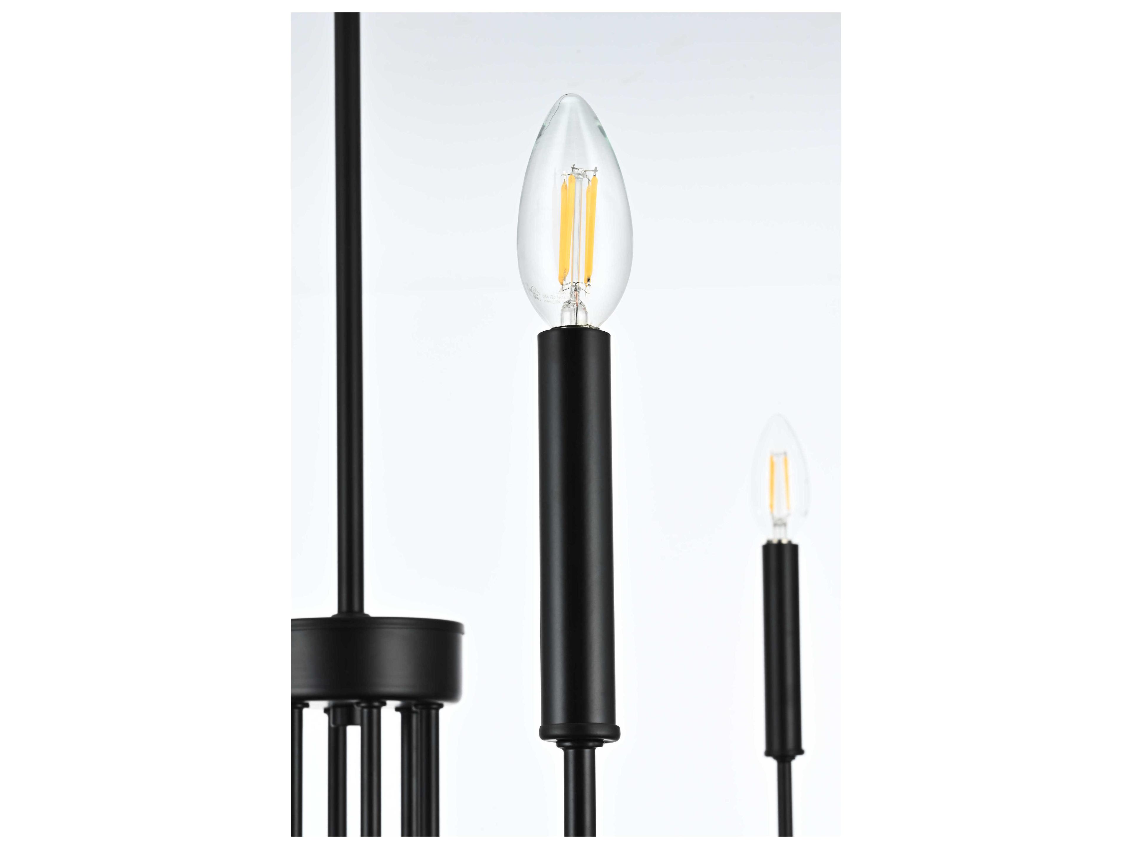 Elegant Lighting Willa 6-Light Black Candelabra Chandelier