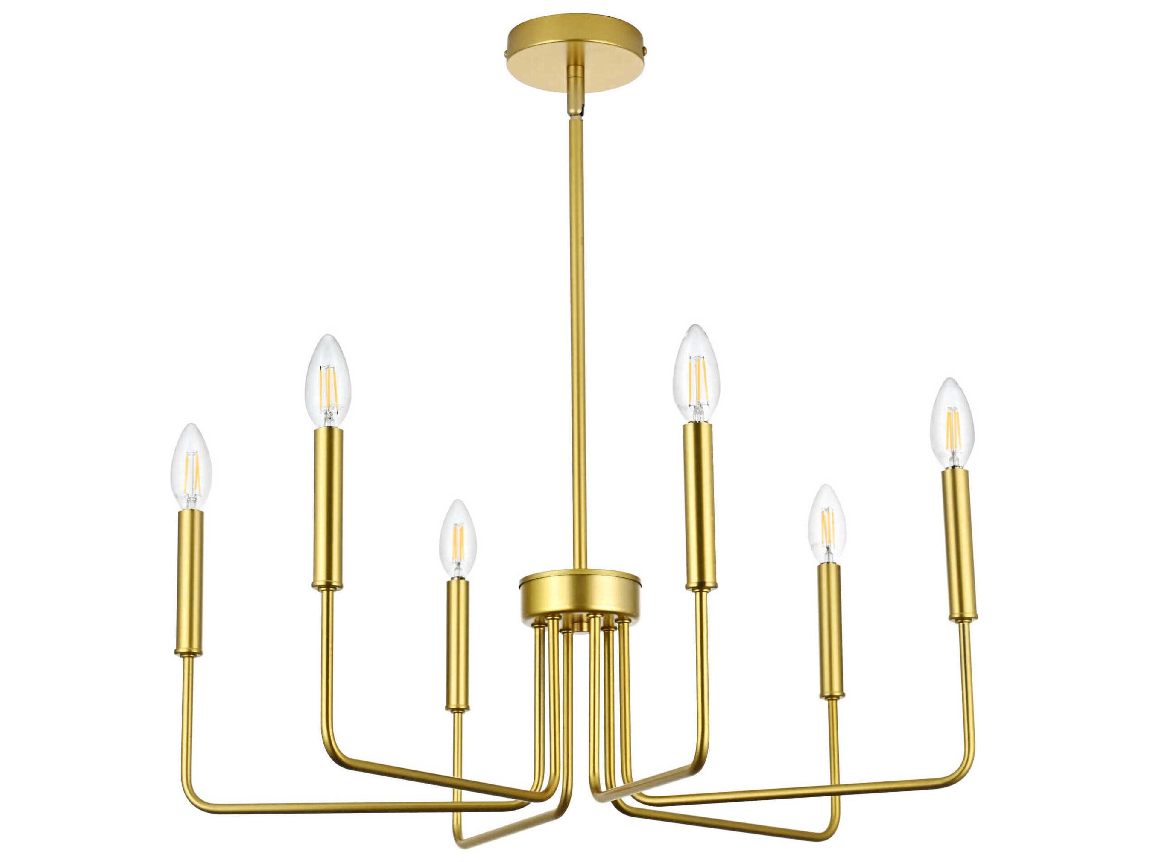 Elegant Lighting Willa 6-Light Brass Candelabra Chandelier