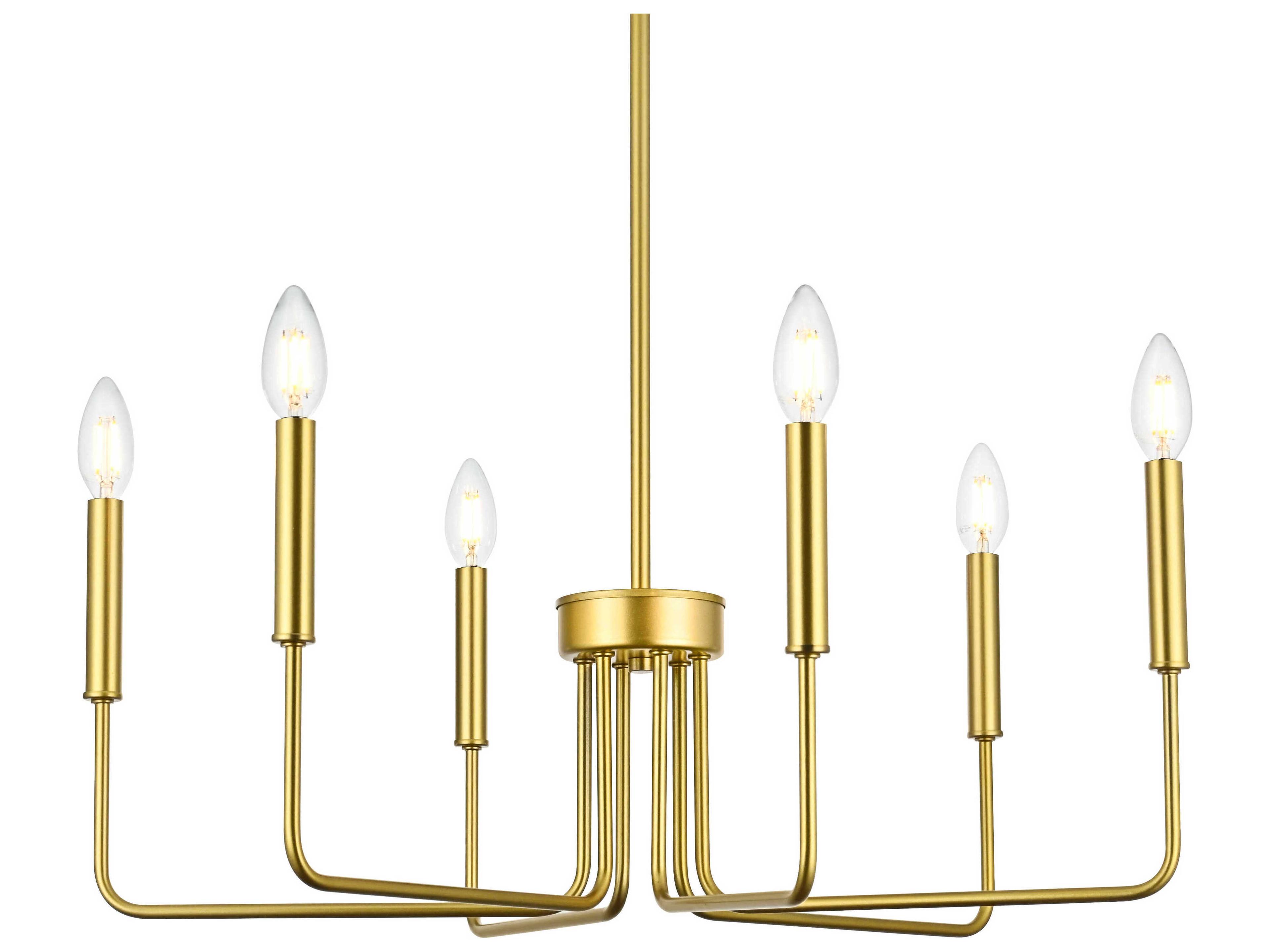 Elegant Lighting Willa 6-Light Brass Candelabra Chandelier