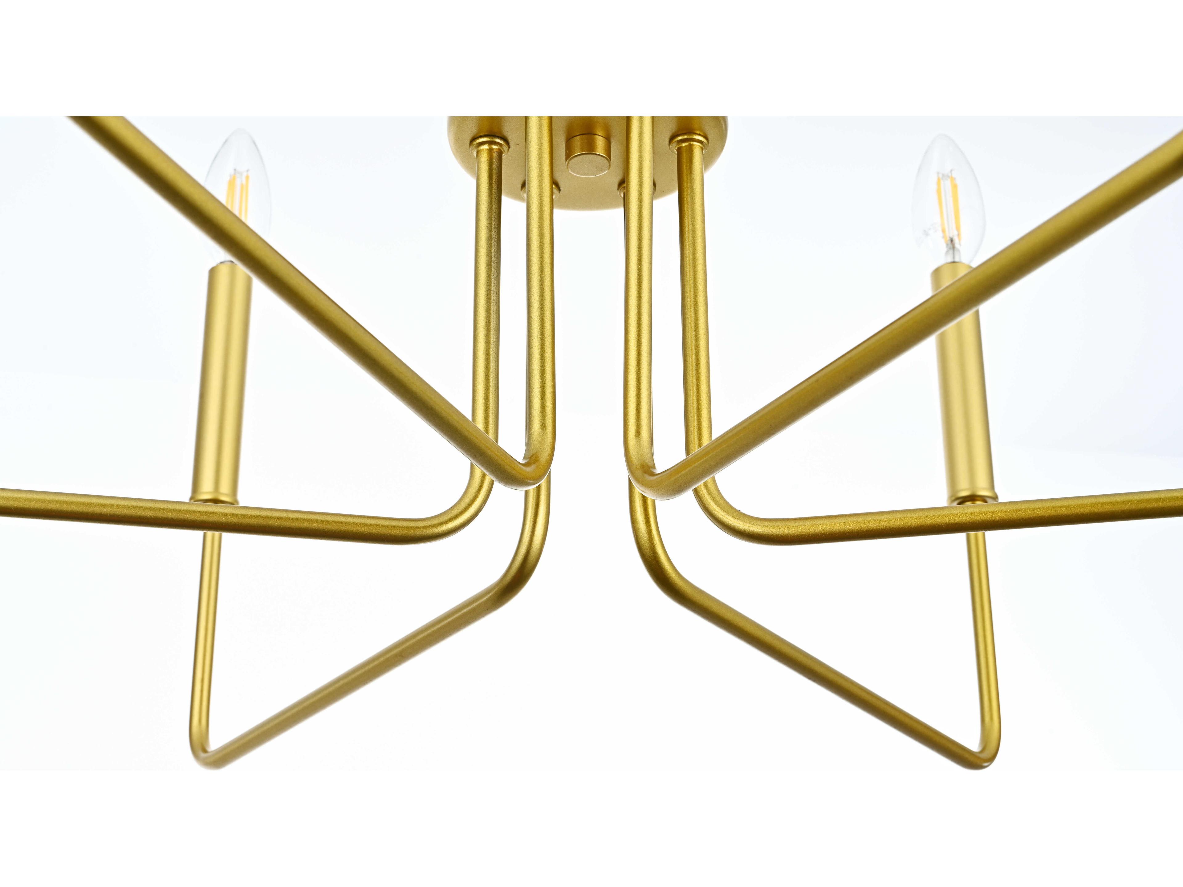 Elegant Lighting Willa 6-Light Brass Candelabra Chandelier