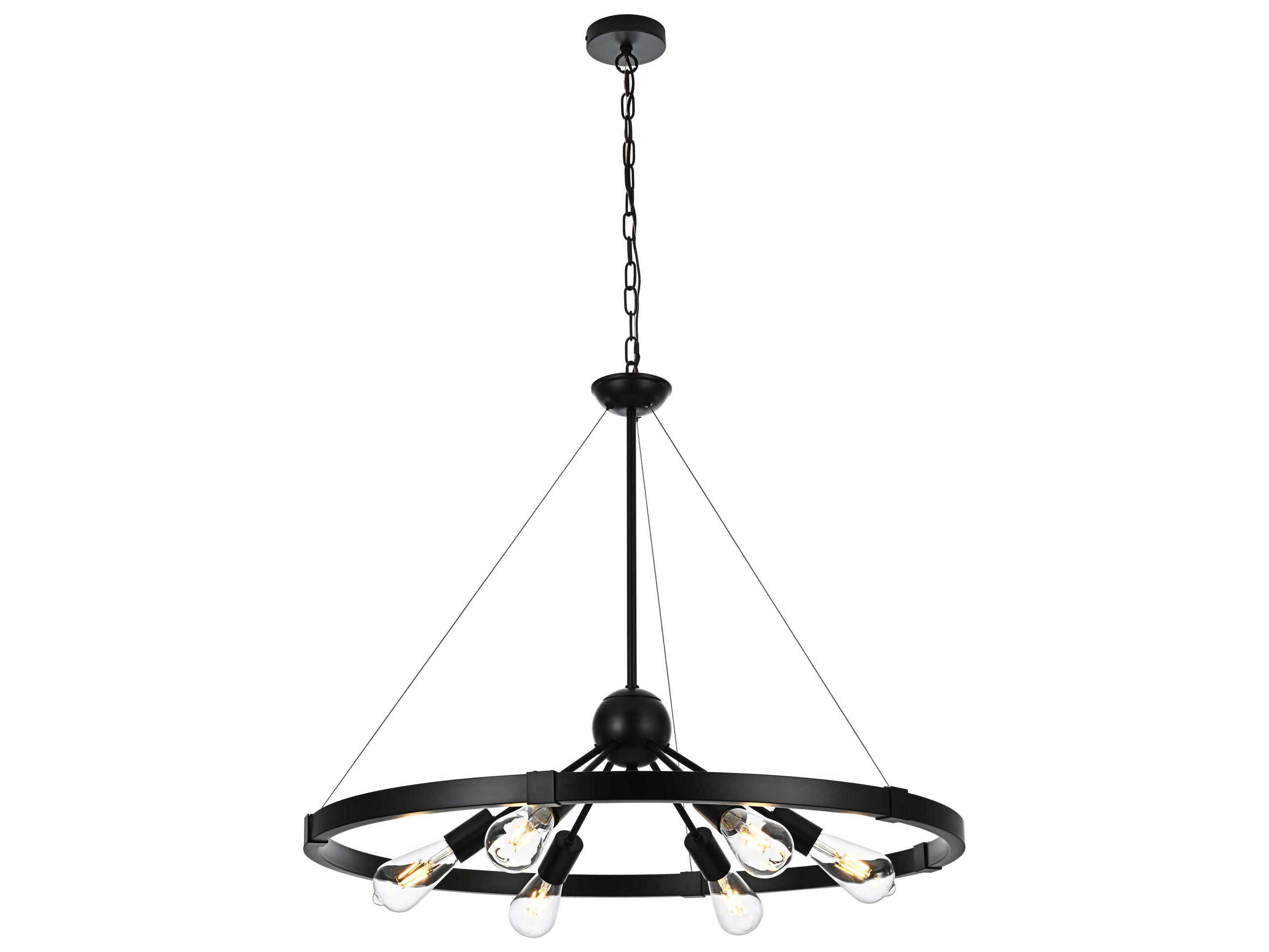 Thora 6-Light Black Round Pendant