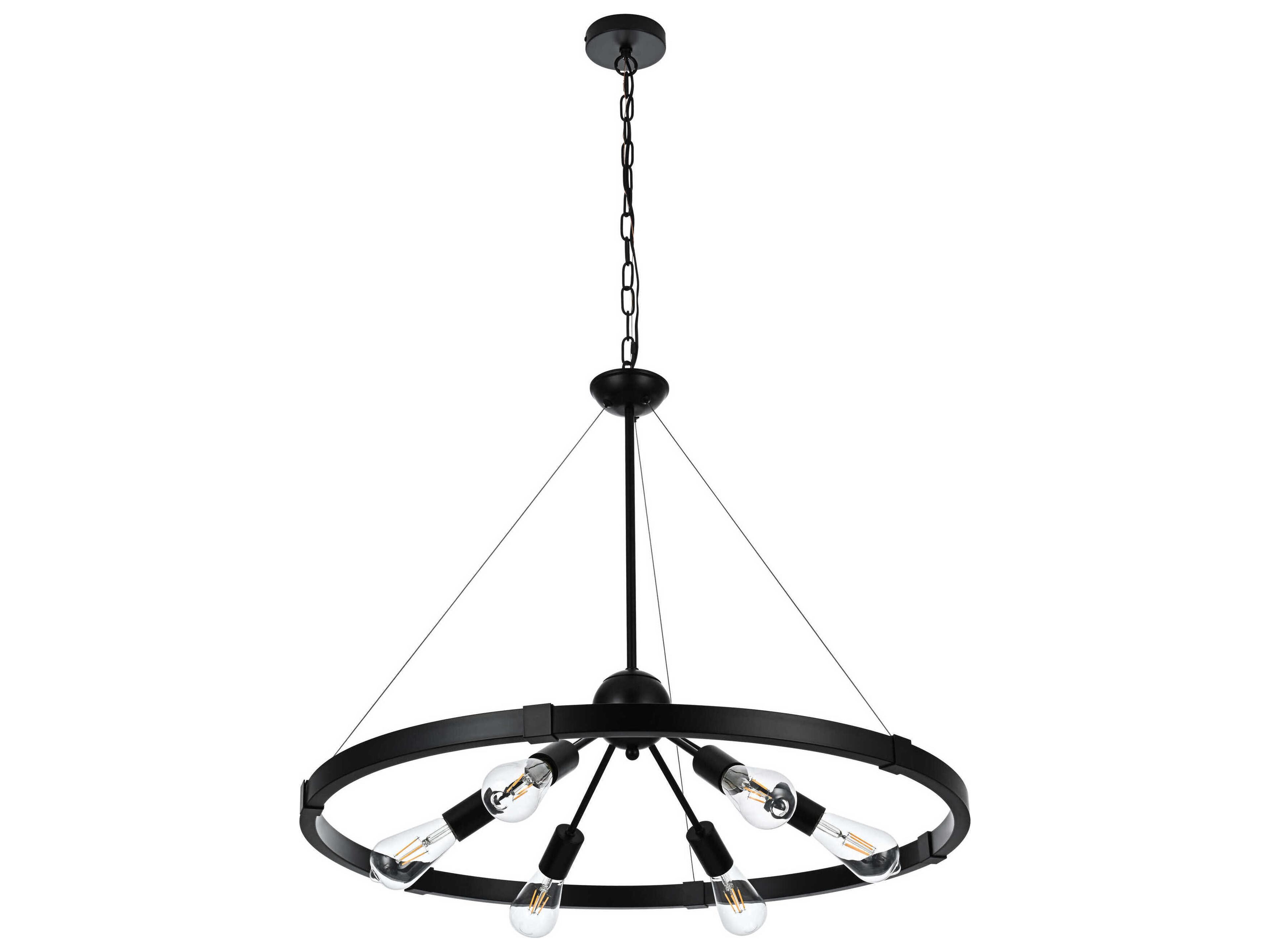 Elegant Lighting Thora 6-Light Black Round Pendant
