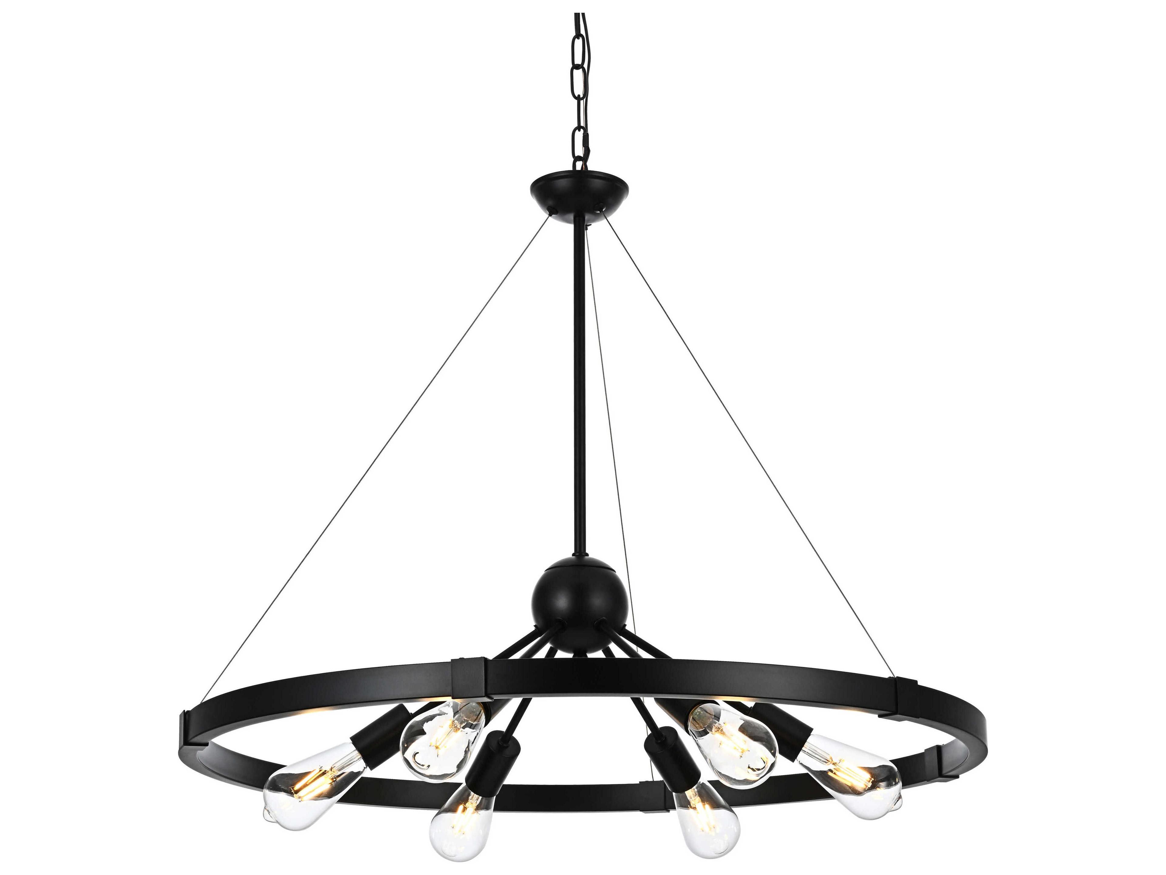 Elegant Lighting Thora 6-Light Black Round Pendant