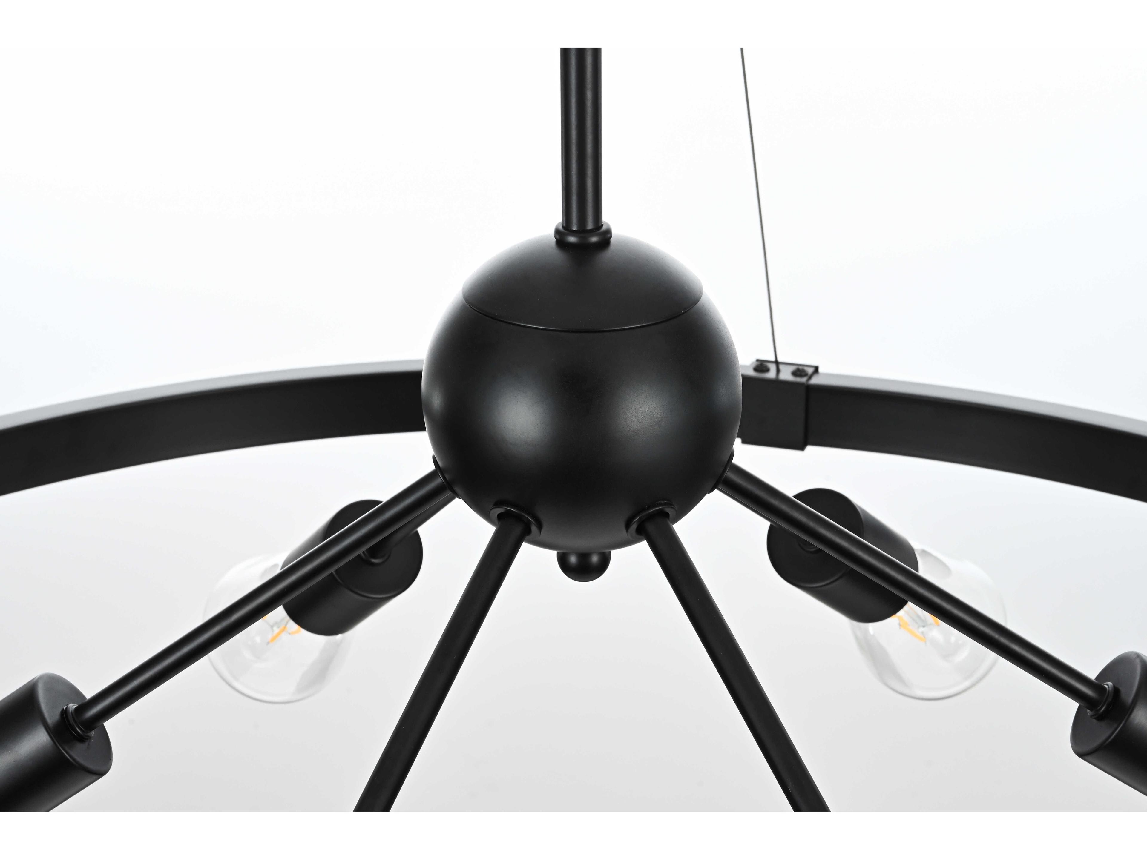 Elegant Lighting Thora 6-Light Black Round Pendant