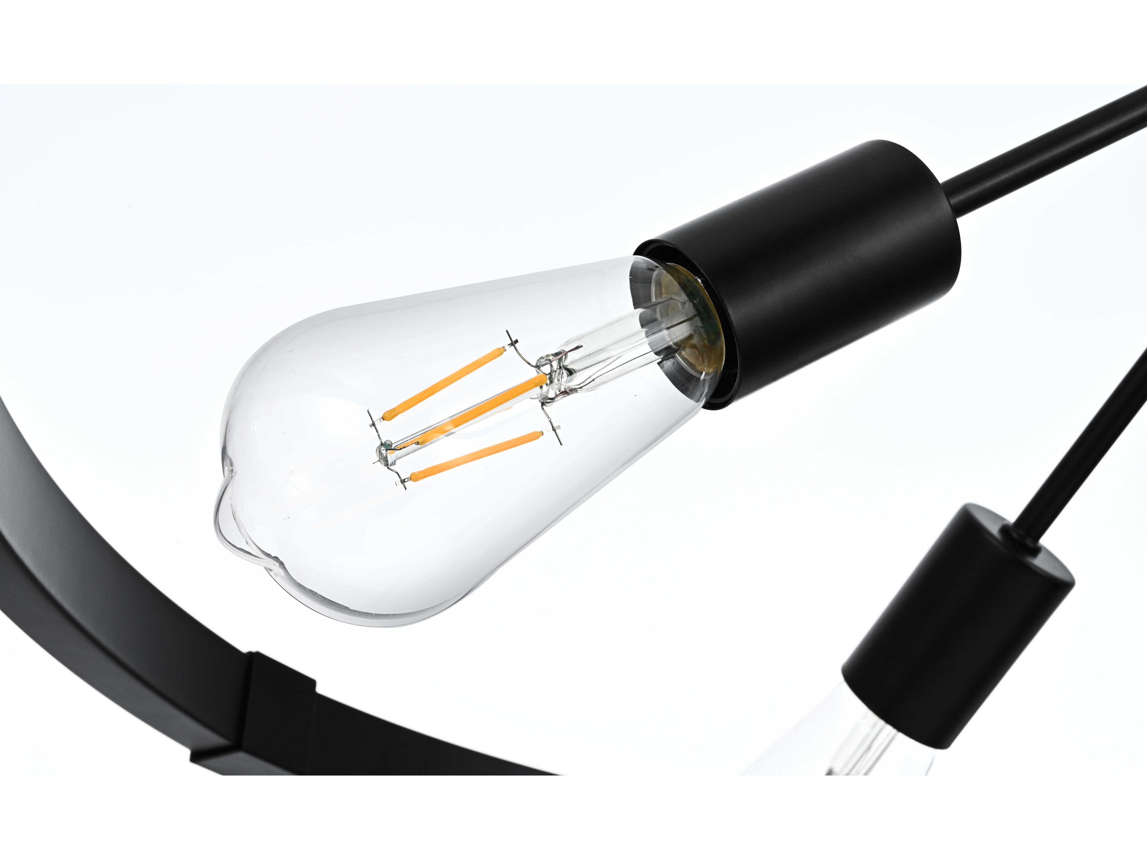 Elegant Lighting Thora 6-Light Black Round Pendant