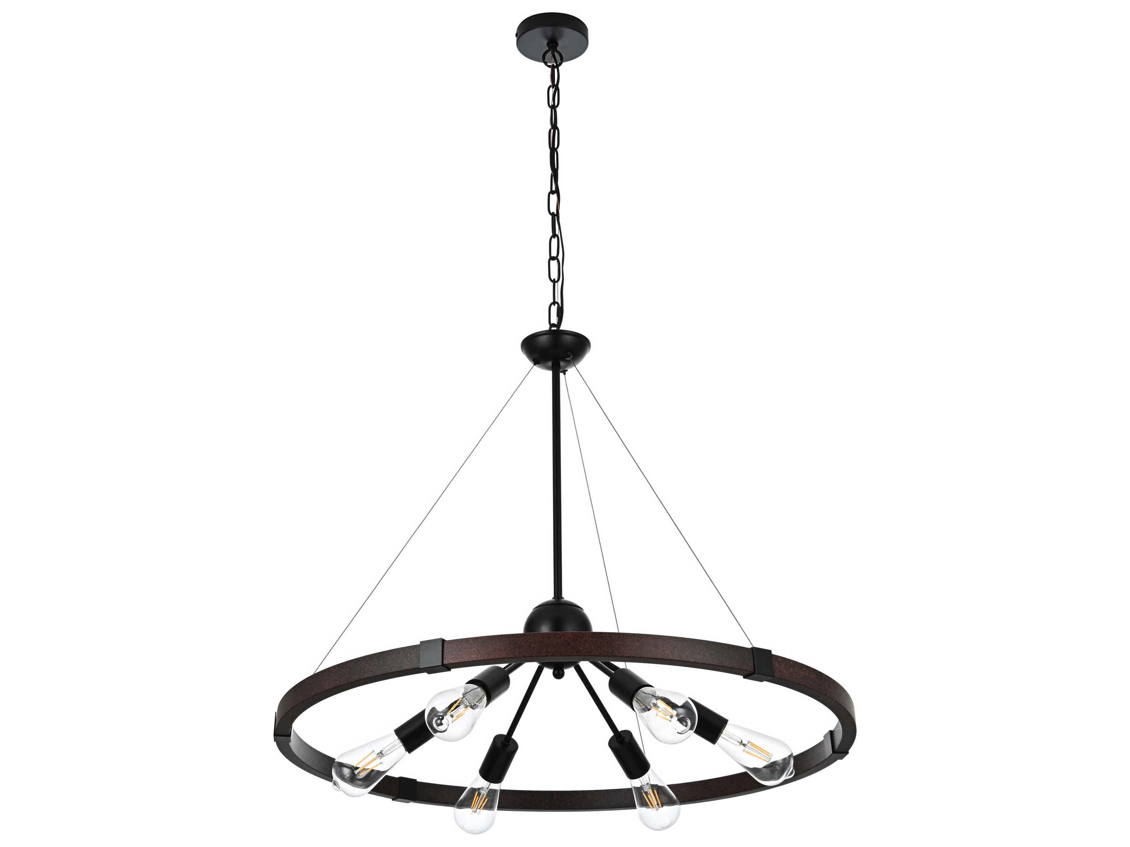 Elegant Lighting Thora 6-Light Weathered Black Round Pendant