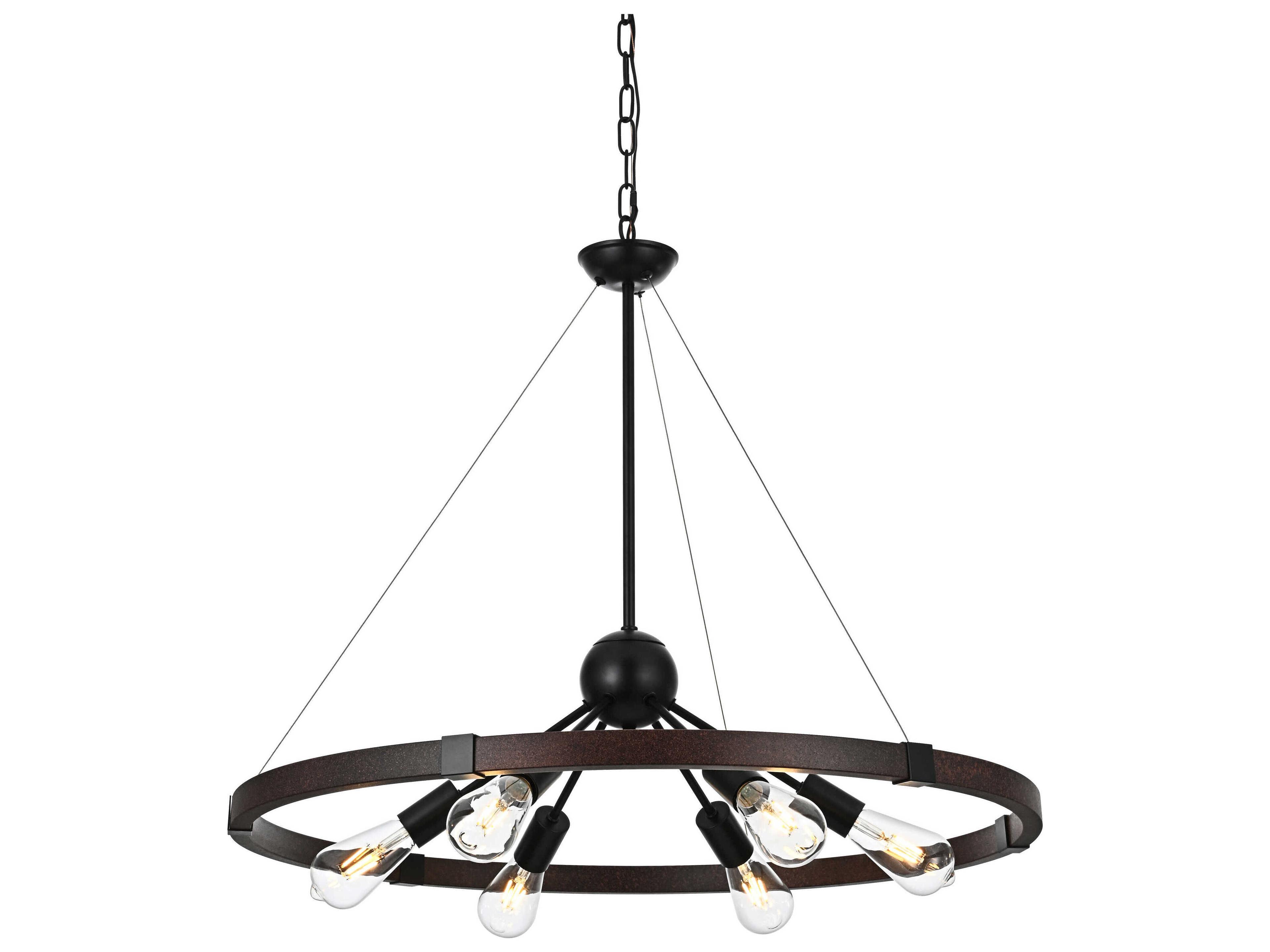 Elegant Lighting Thora 6-Light Weathered Black Round Pendant