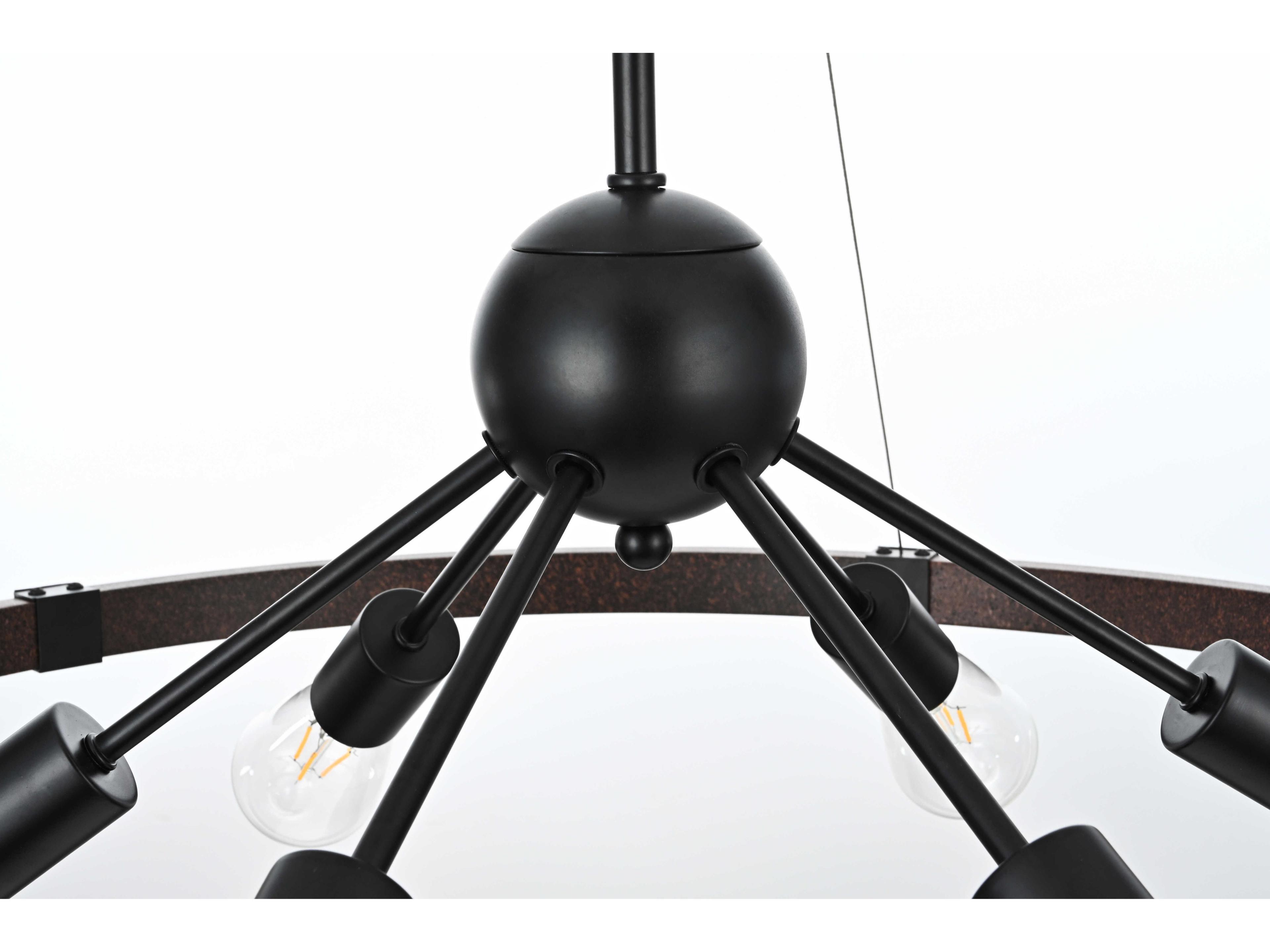 Elegant Lighting Thora 6-Light Weathered Black Round Pendant