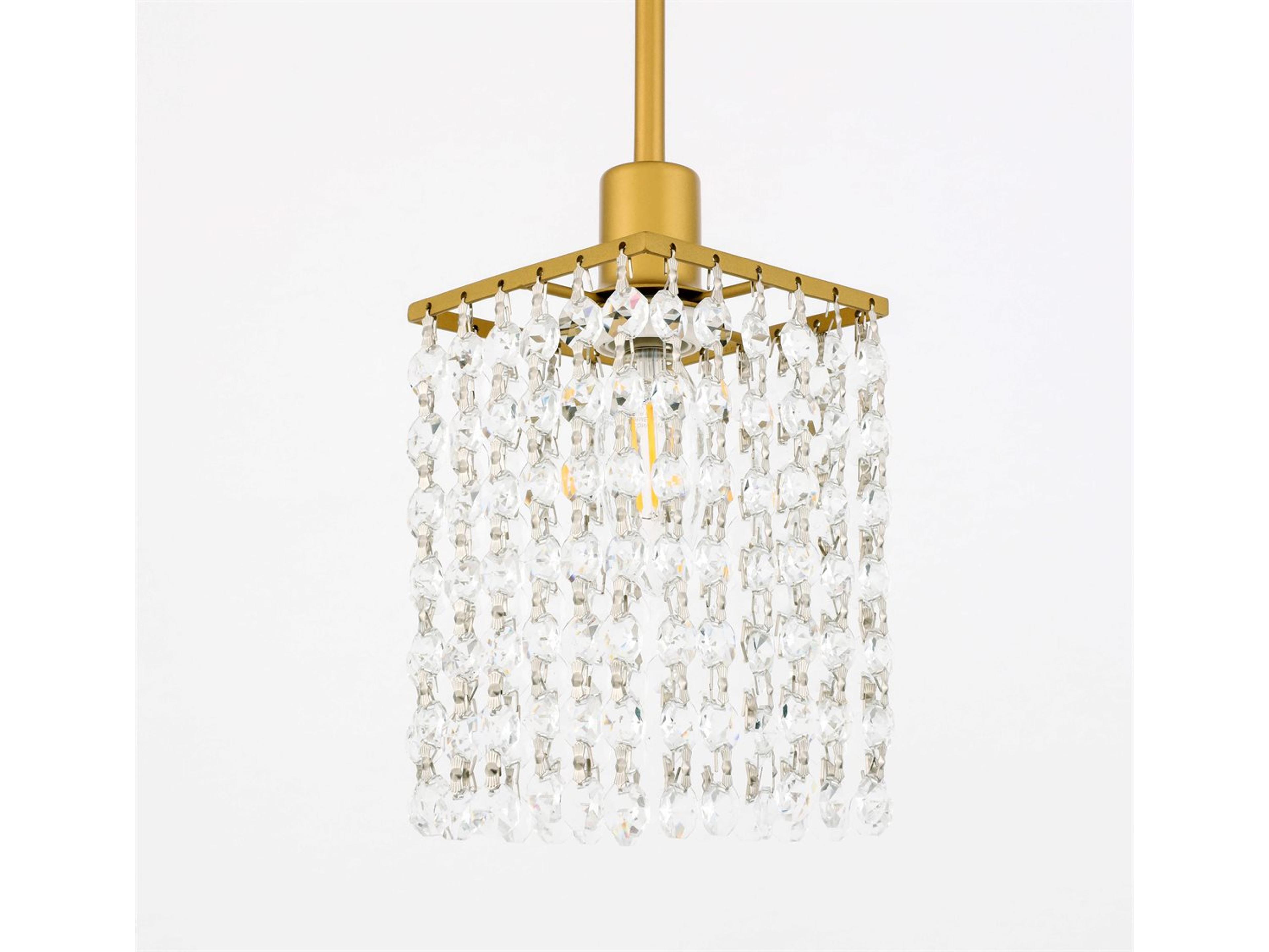 Elegant Lighting Taylor 1-Light Brass Crystal Mini Pendant