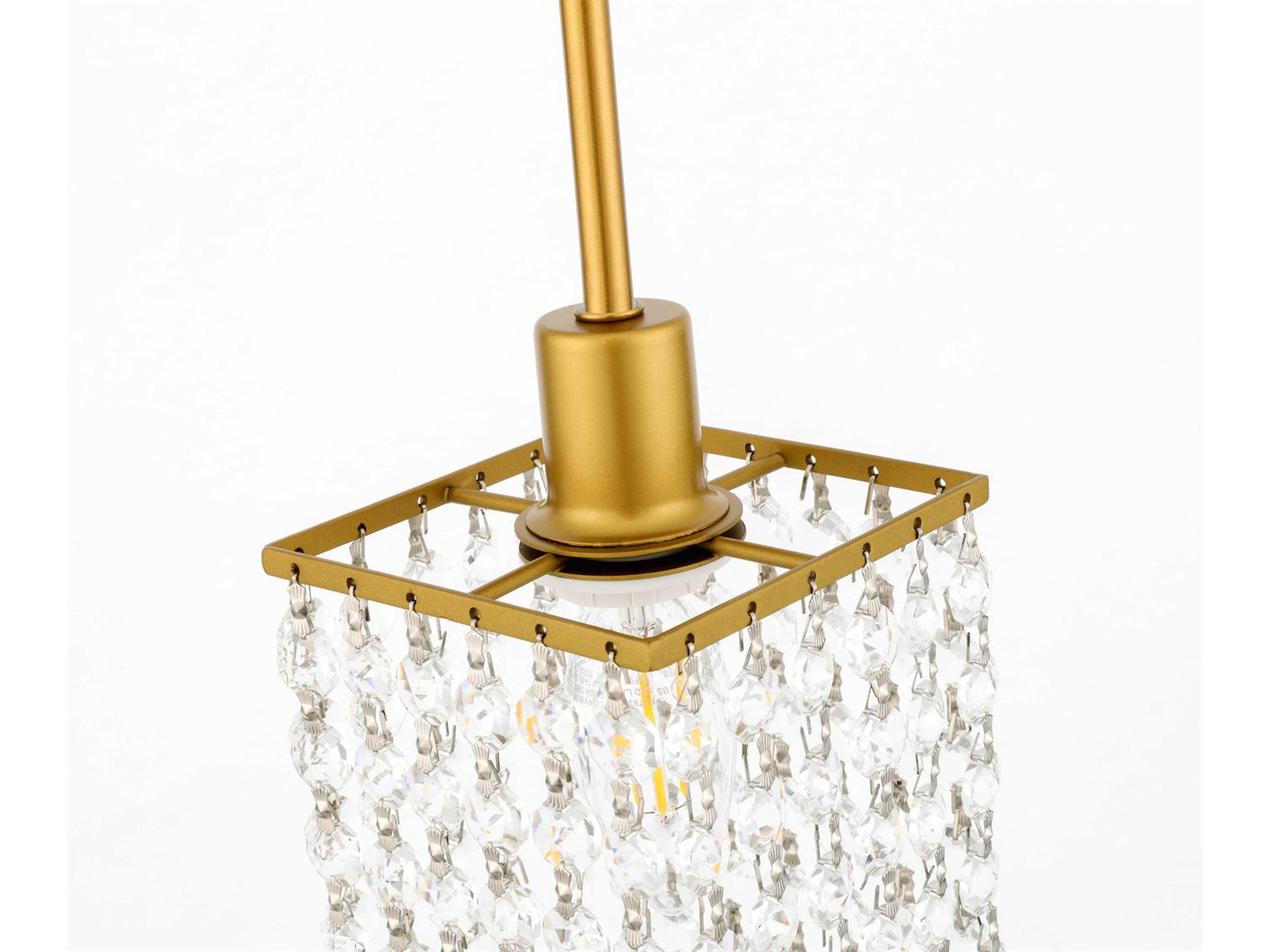 Elegant Lighting Taylor 1-Light Brass Crystal Mini Pendant