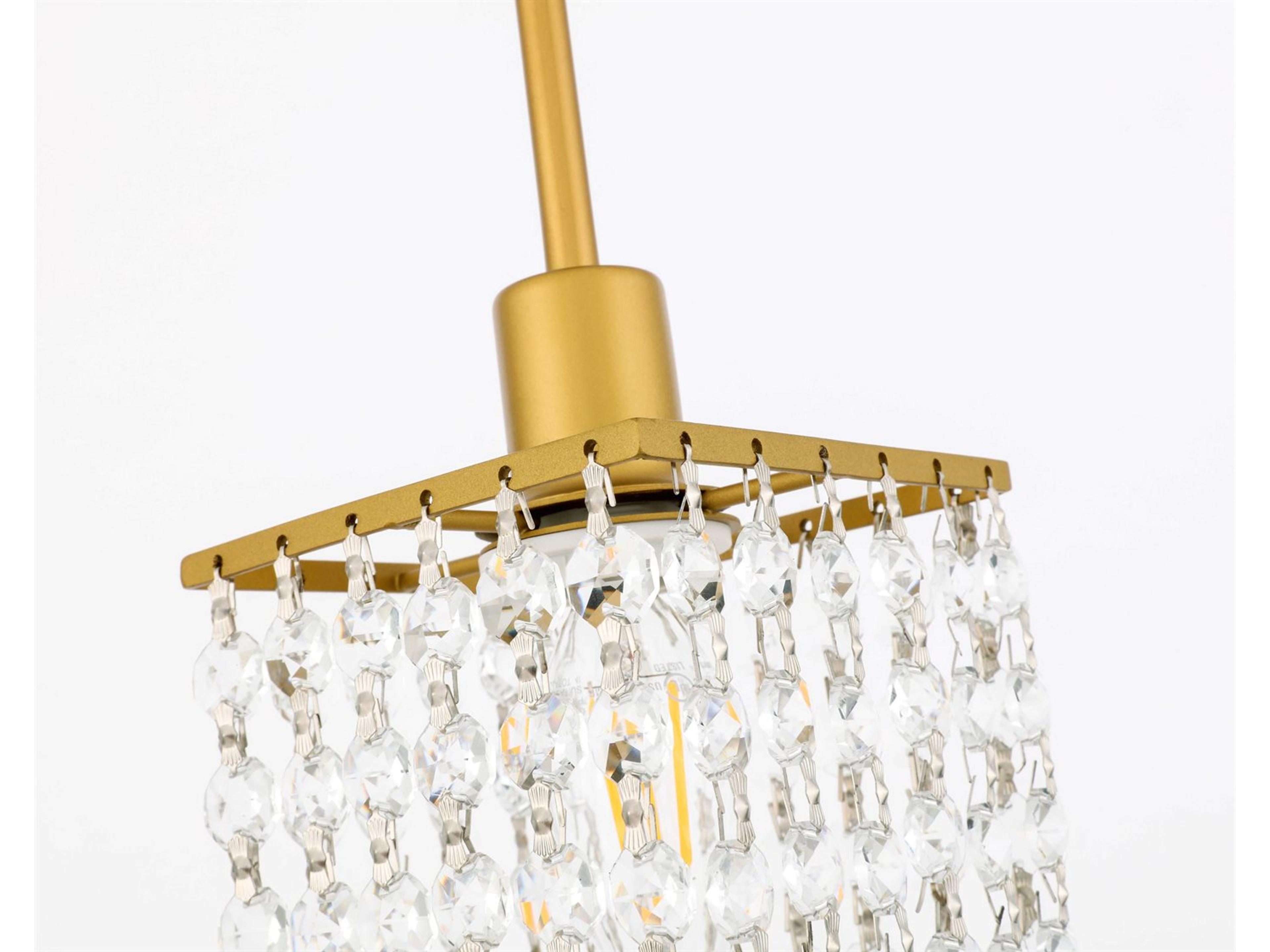 Elegant Lighting Taylor 1-Light Brass Crystal Mini Pendant