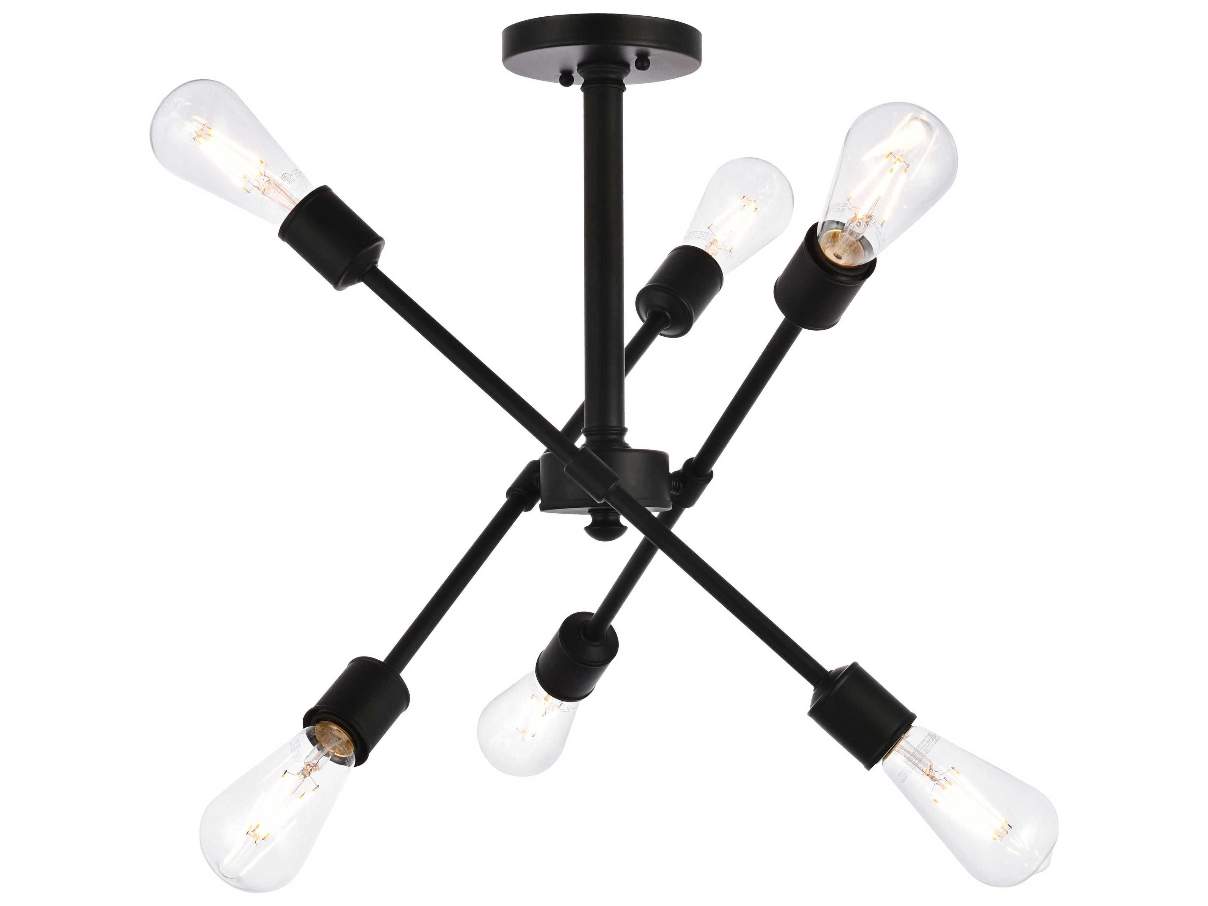 Axel 6-Light Black Sputnik Semi Flush Mount