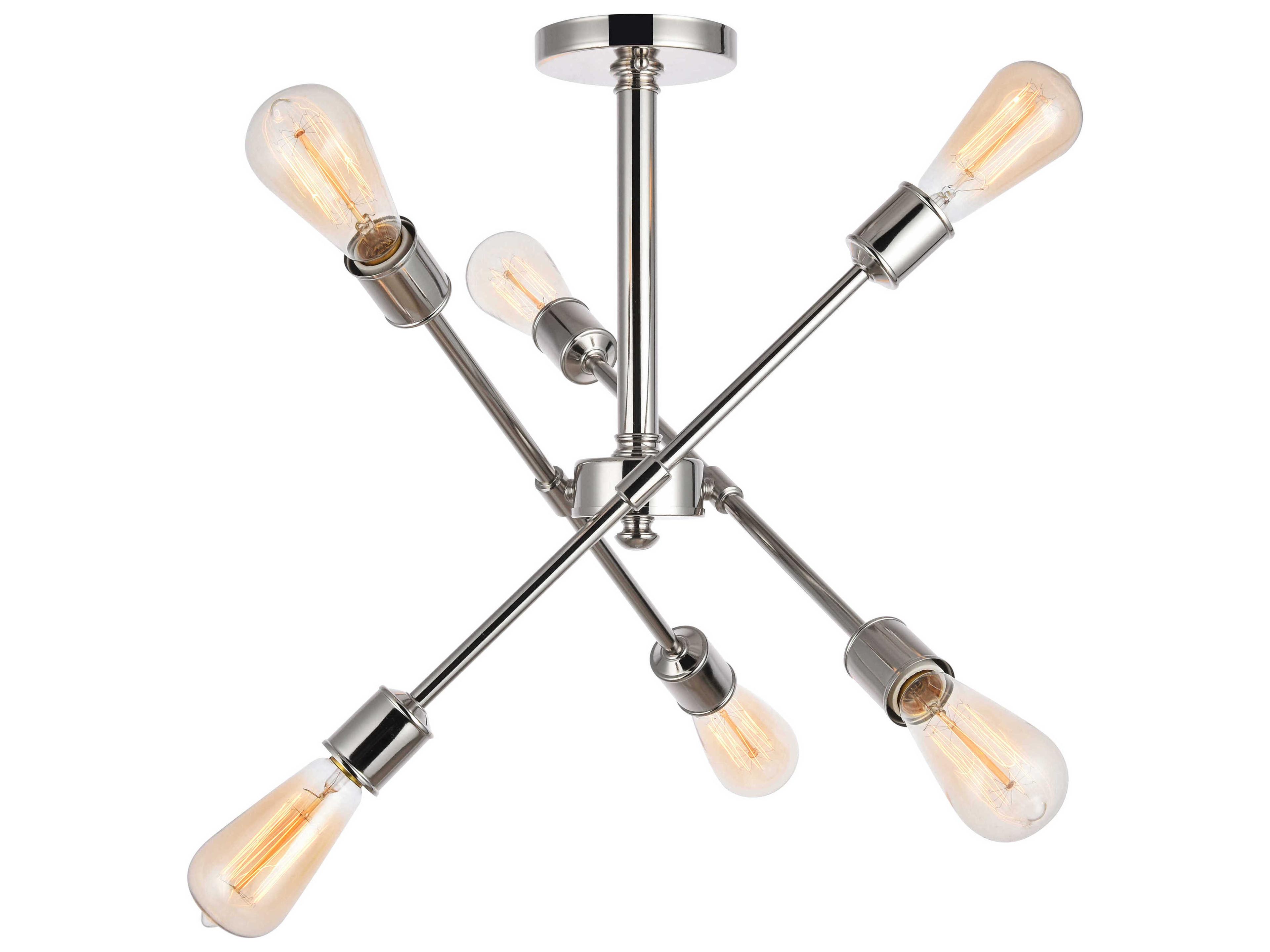 Axel 6-Light Polished Nickel Sputnik Semi Flush Mount