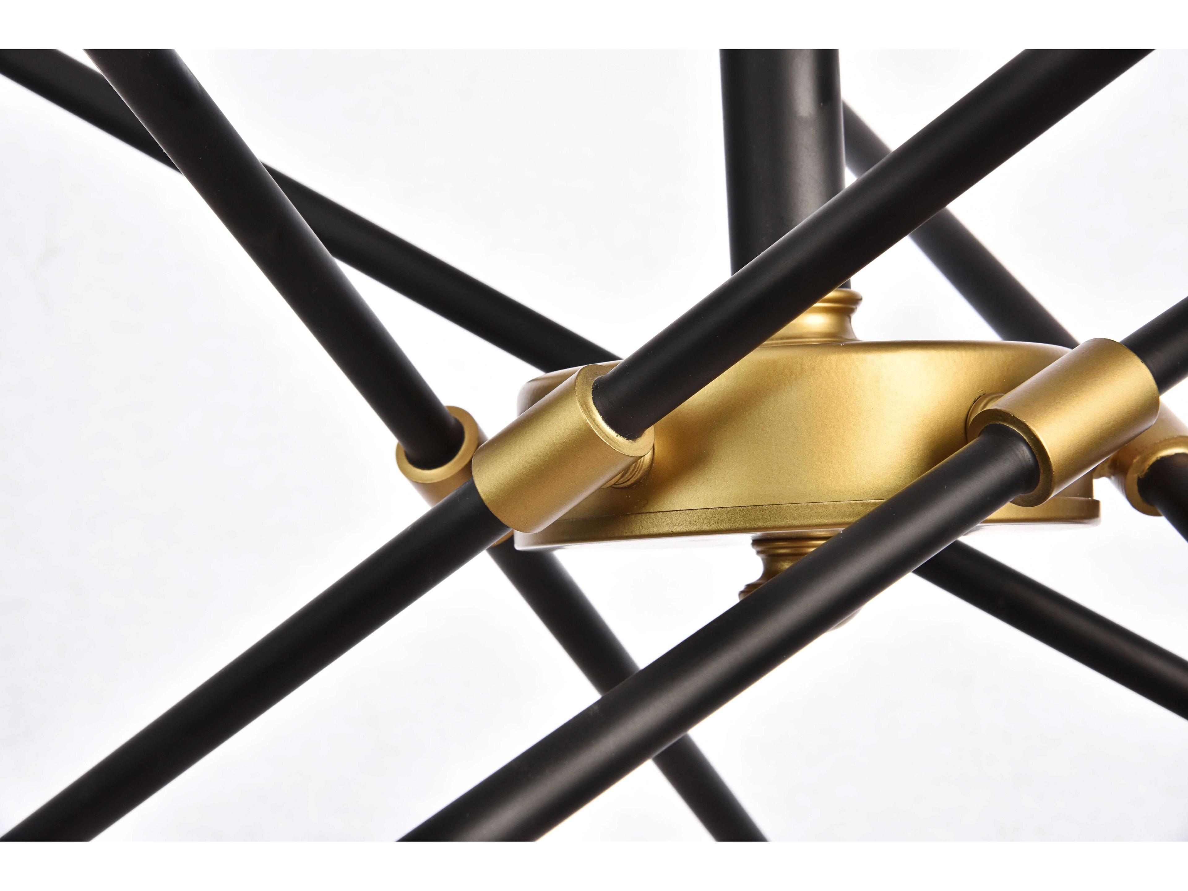 Elegant Lighting Axel 10-Light Black Brass Sputnik Pendant