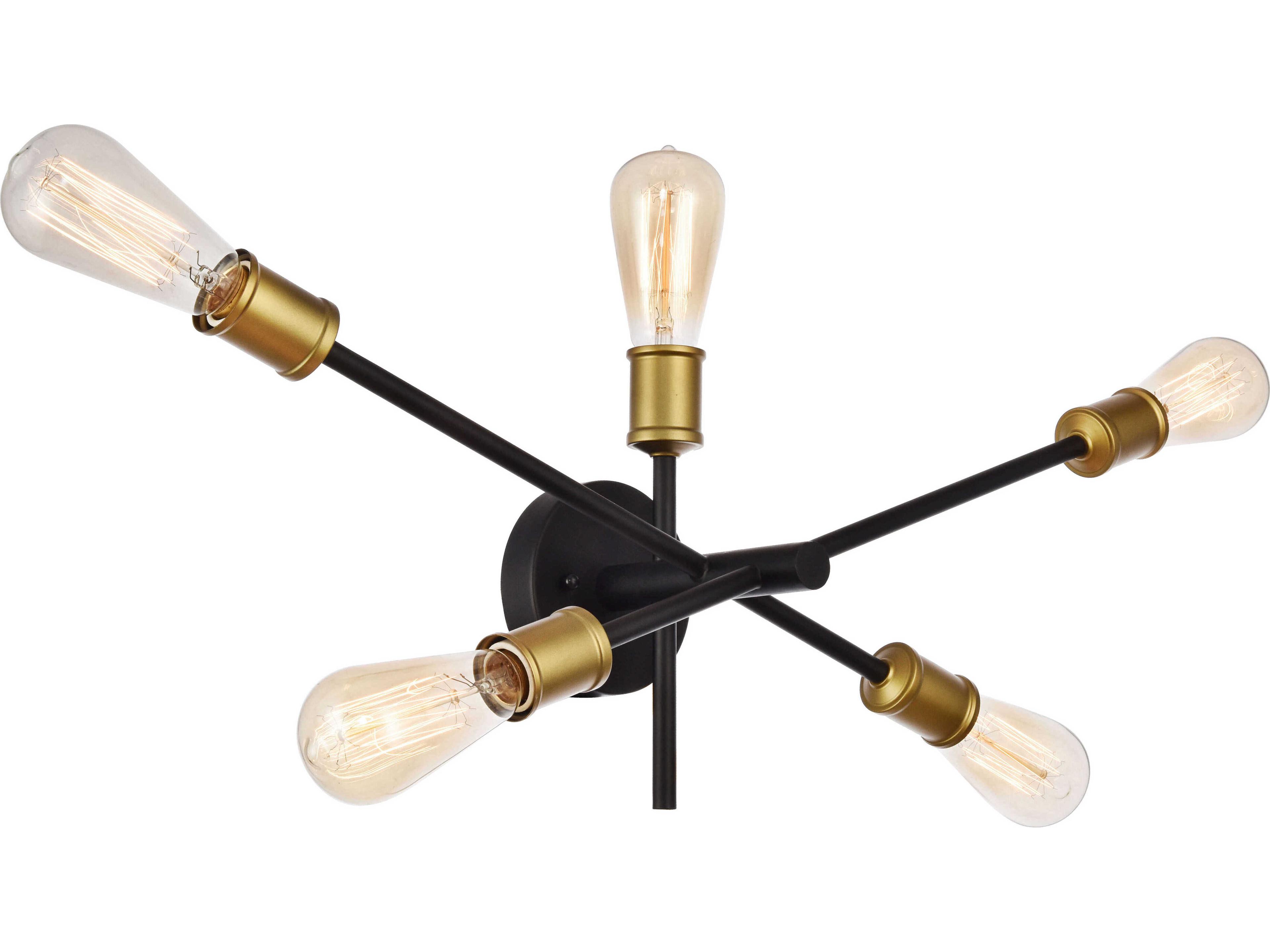 Elegant Lighting Axel 5-Light Black Brass Wall Sconce