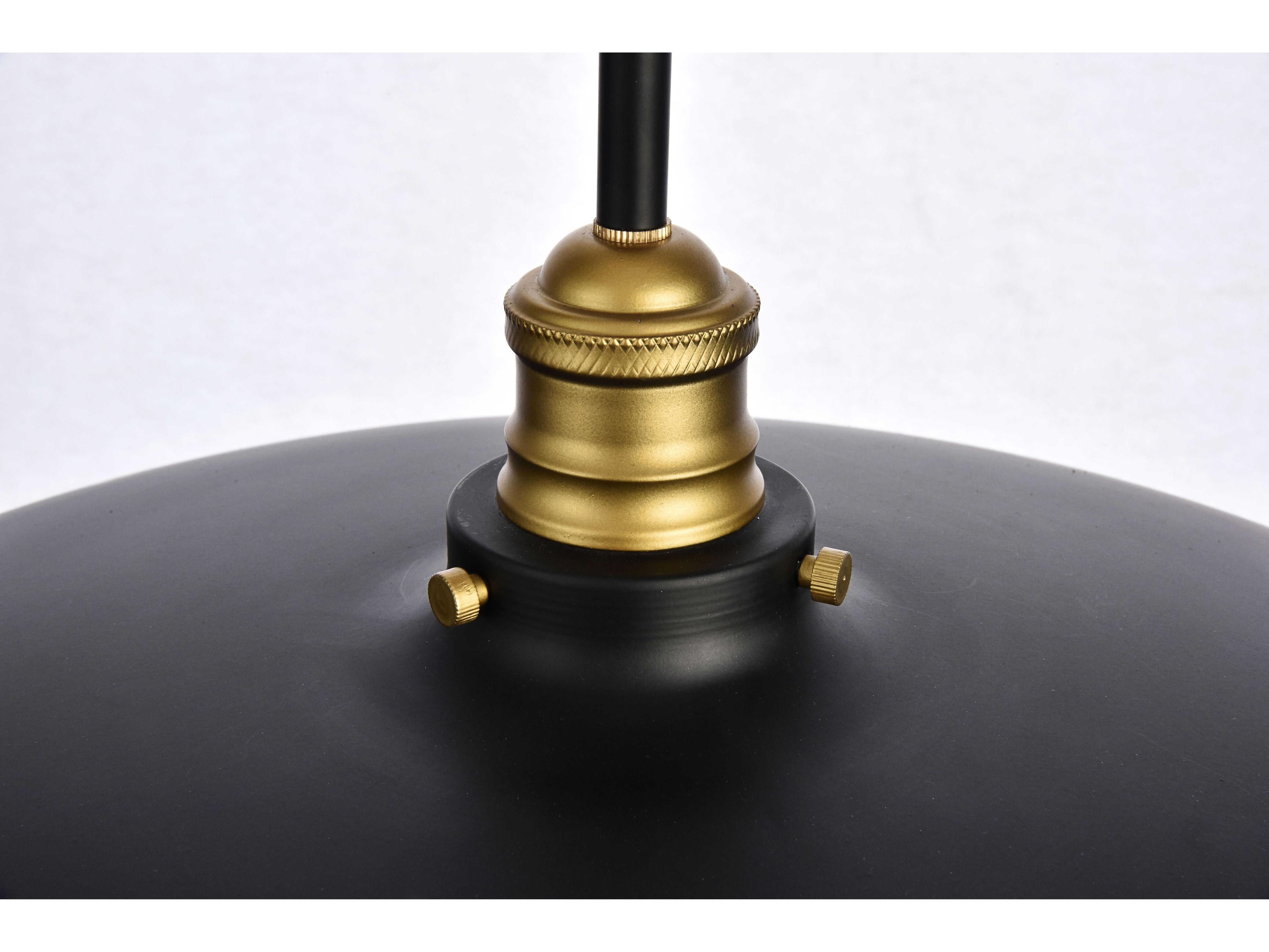 Elegant Lighting Anders 3-Light Black Brass Glass Bowl Pendant