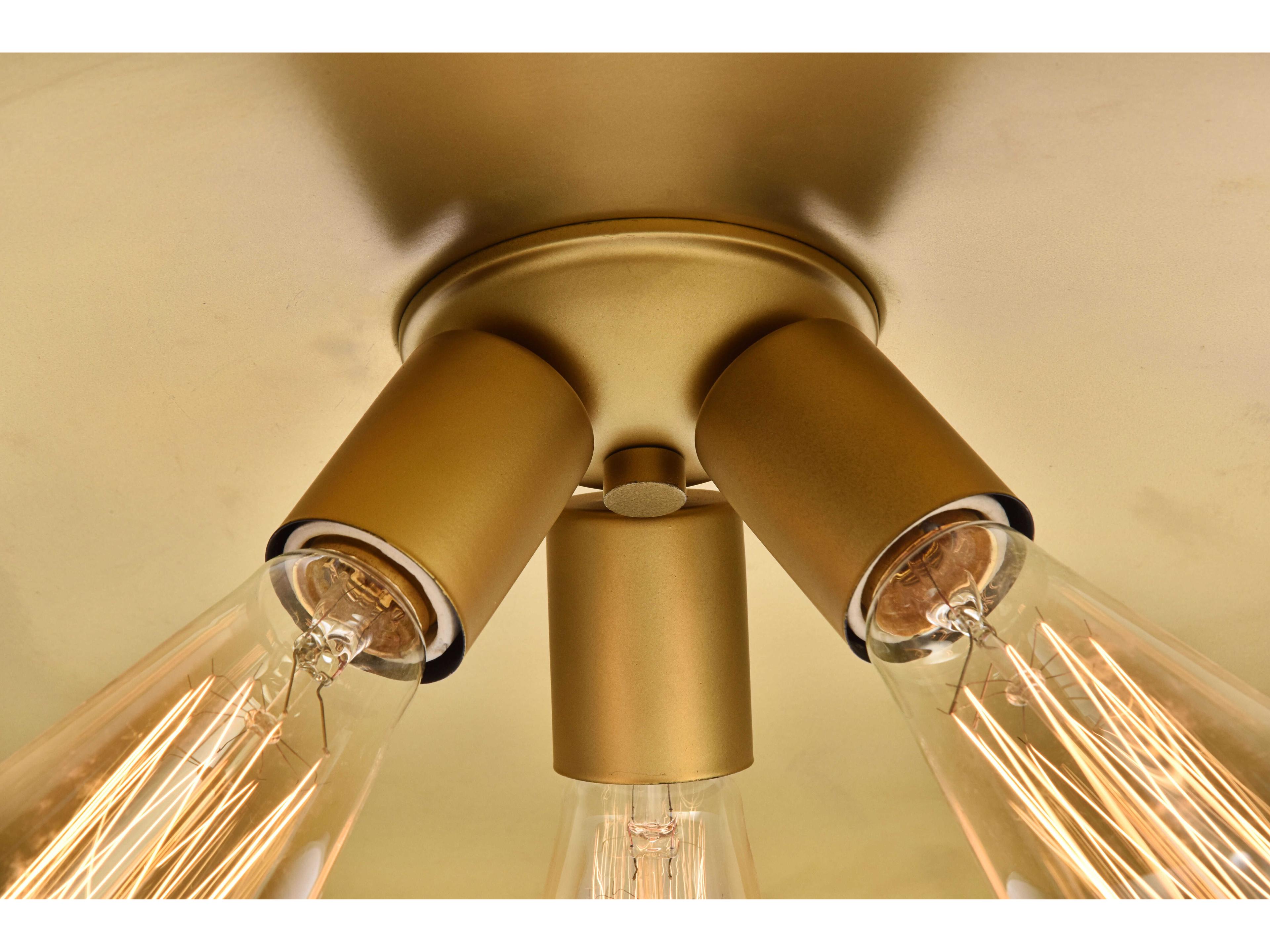 Elegant Lighting Anders 3-Light Black Brass Glass Bowl Pendant