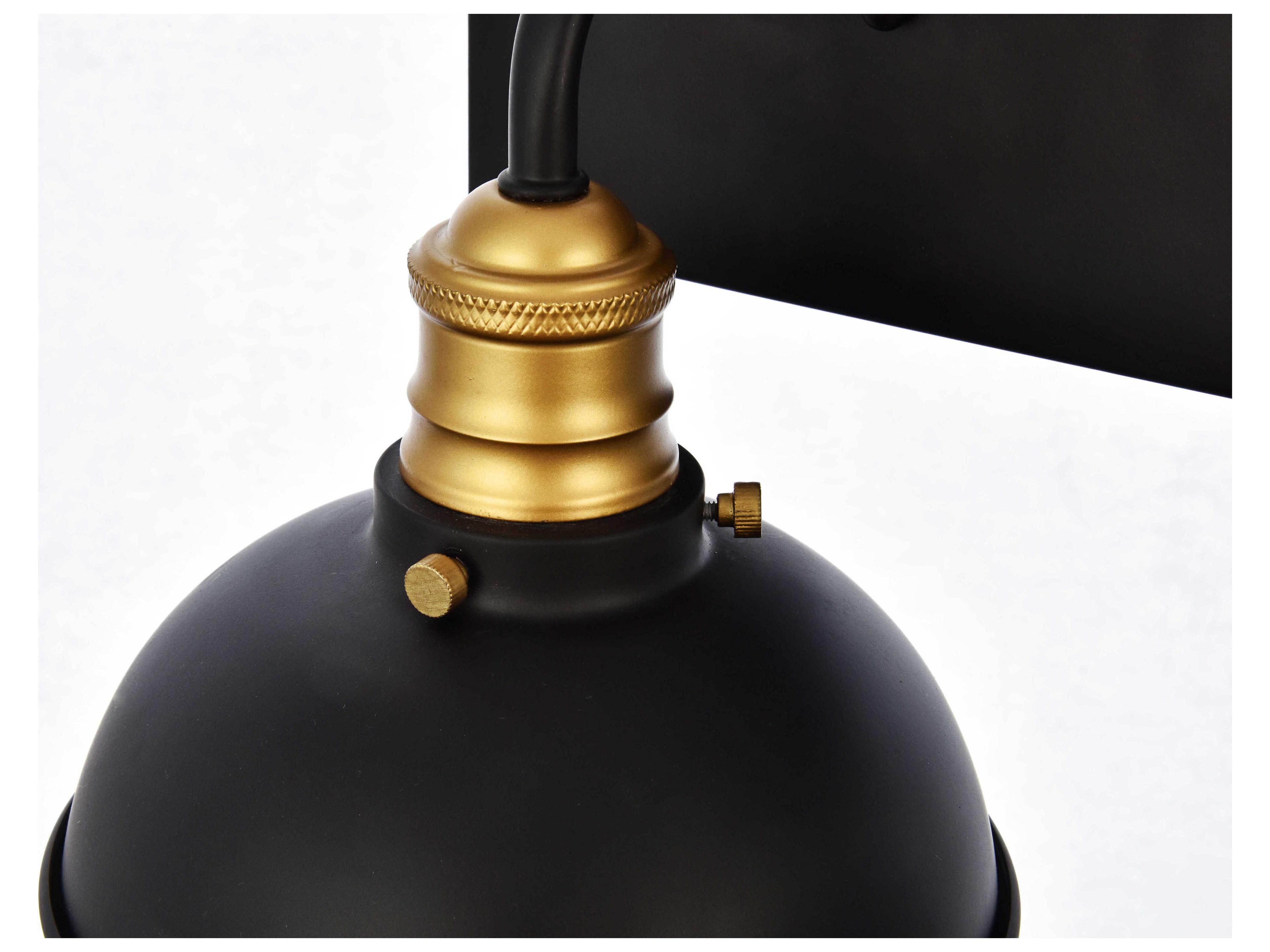 Elegant Lighting Anders 3-Light Black Brass Glass Vanity Light