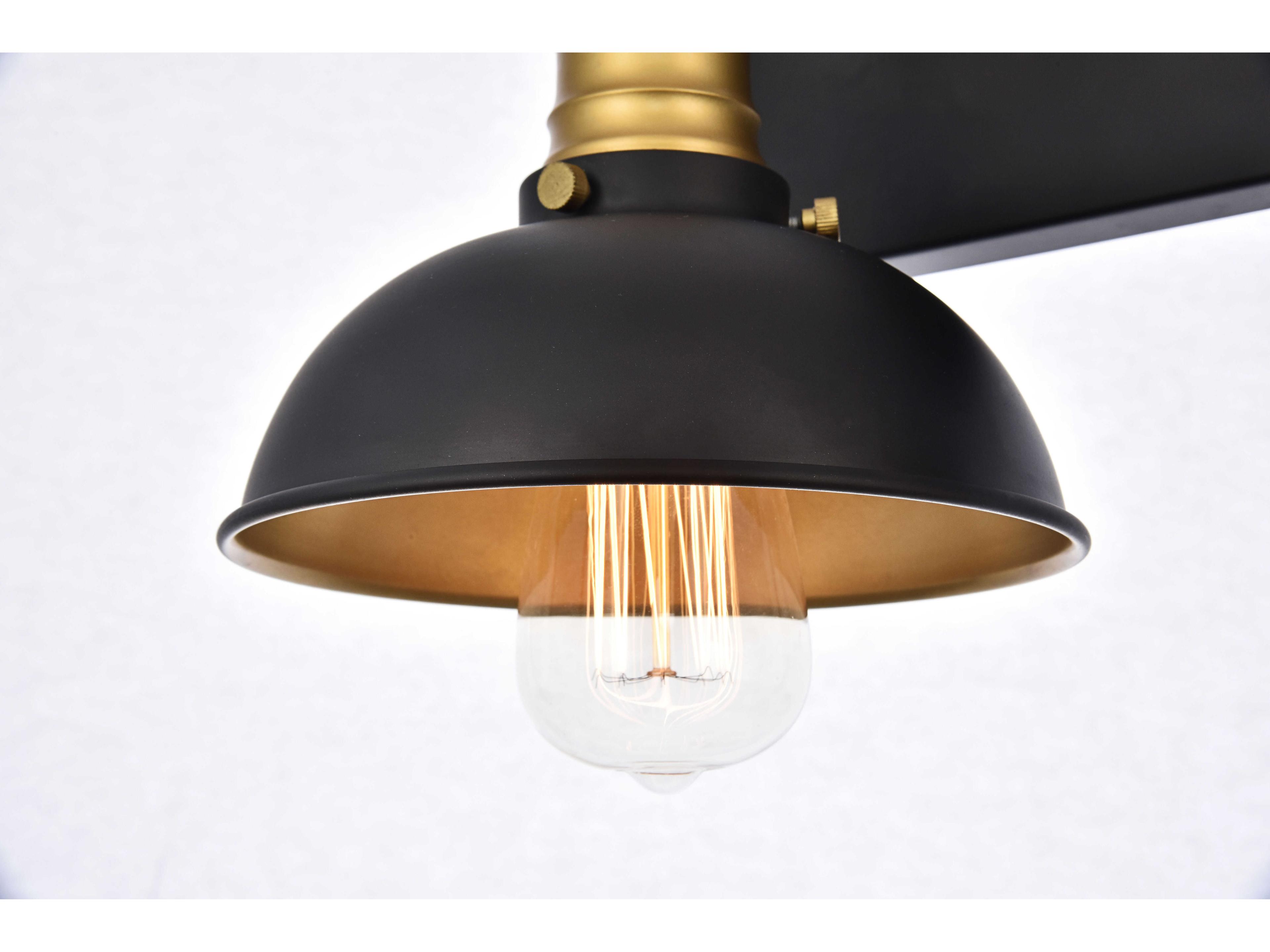 Elegant Lighting Anders 3-Light Black Brass Glass Vanity Light
