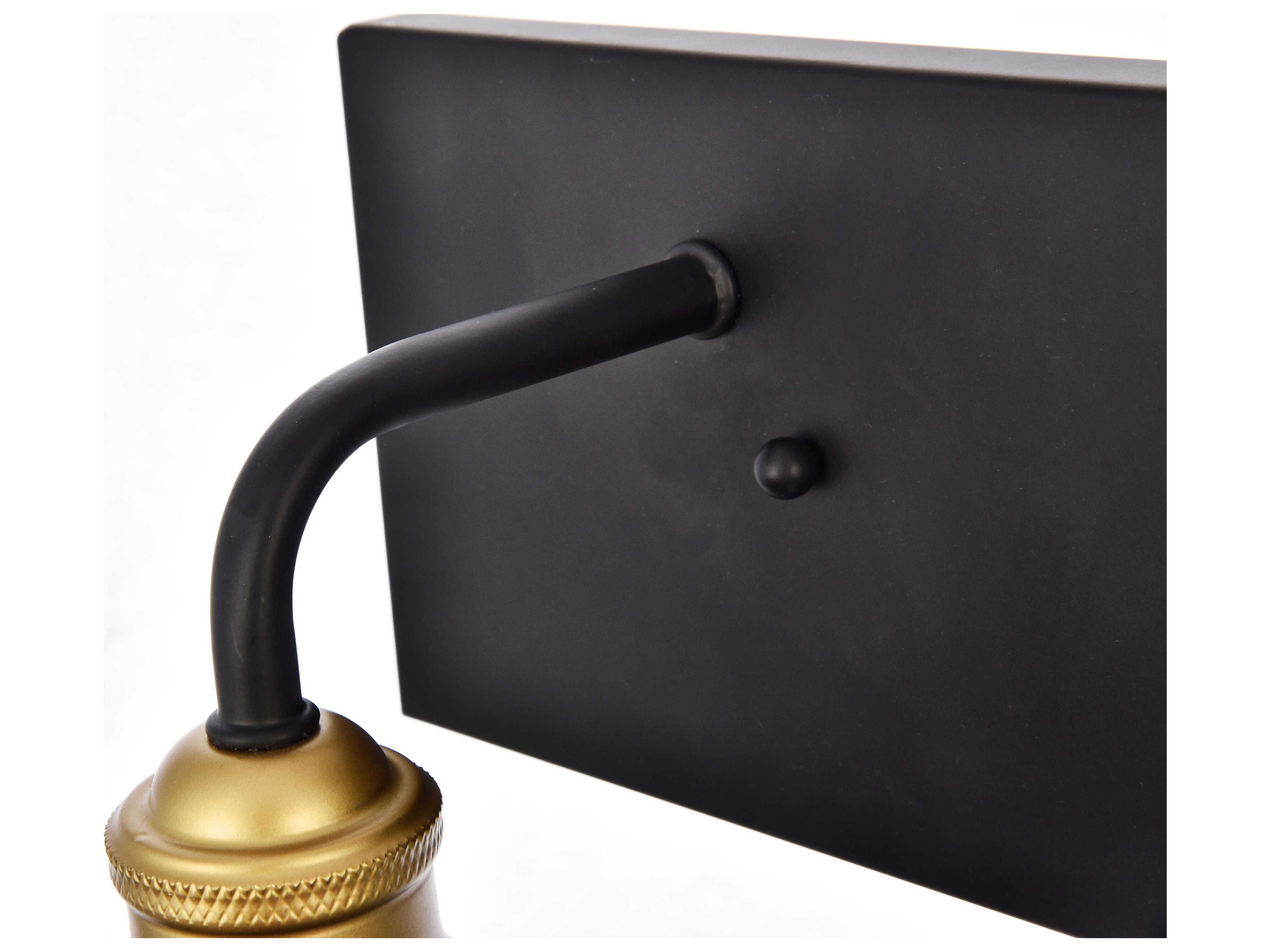 Elegant Lighting Anders 3-Light Black Brass Glass Vanity Light