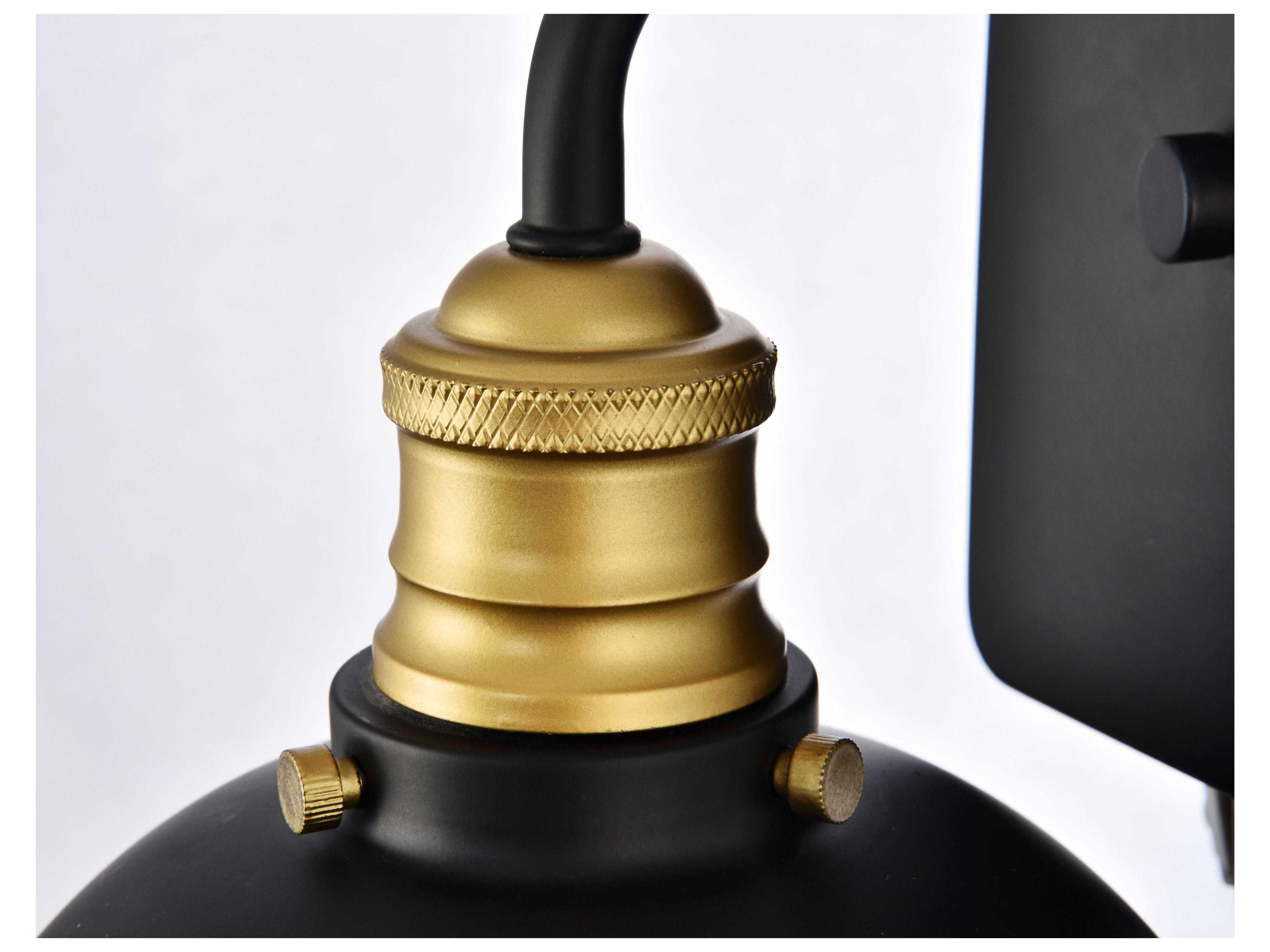 Elegant Lighting Anders 1-Light Black Brass Glass Wall Sconce