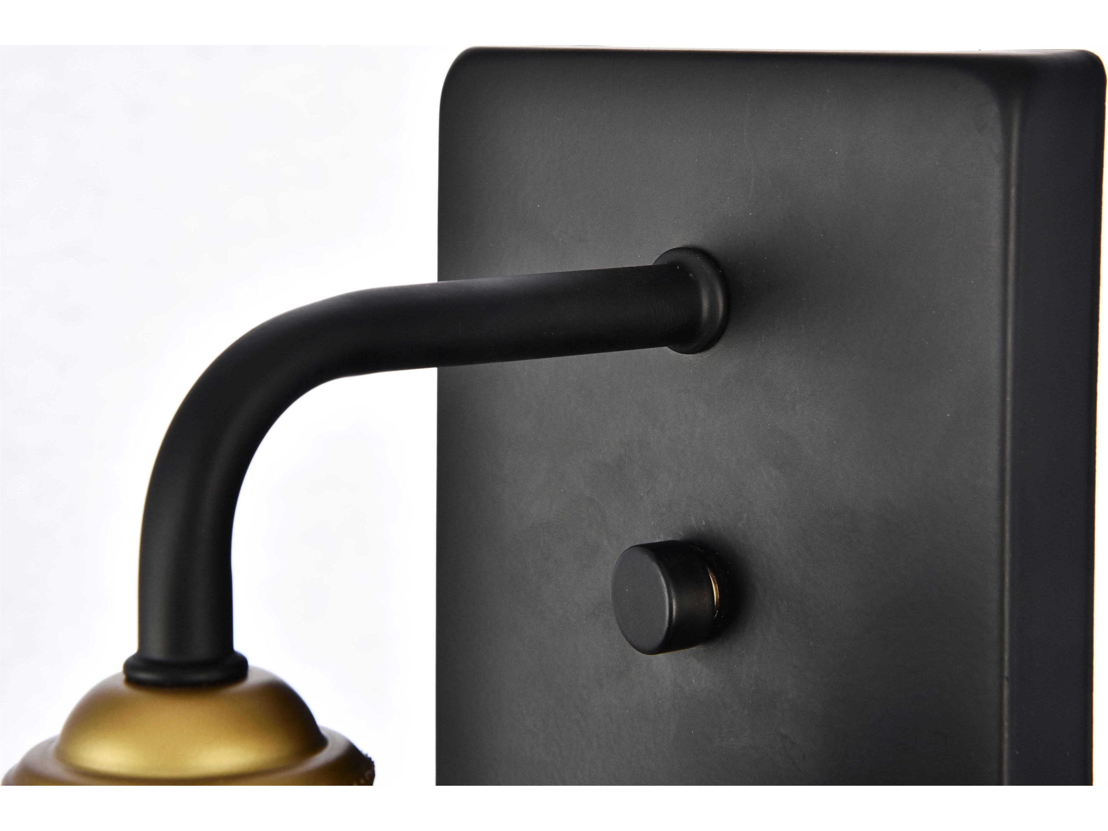 Elegant Lighting Anders 1-Light Black Brass Glass Wall Sconce