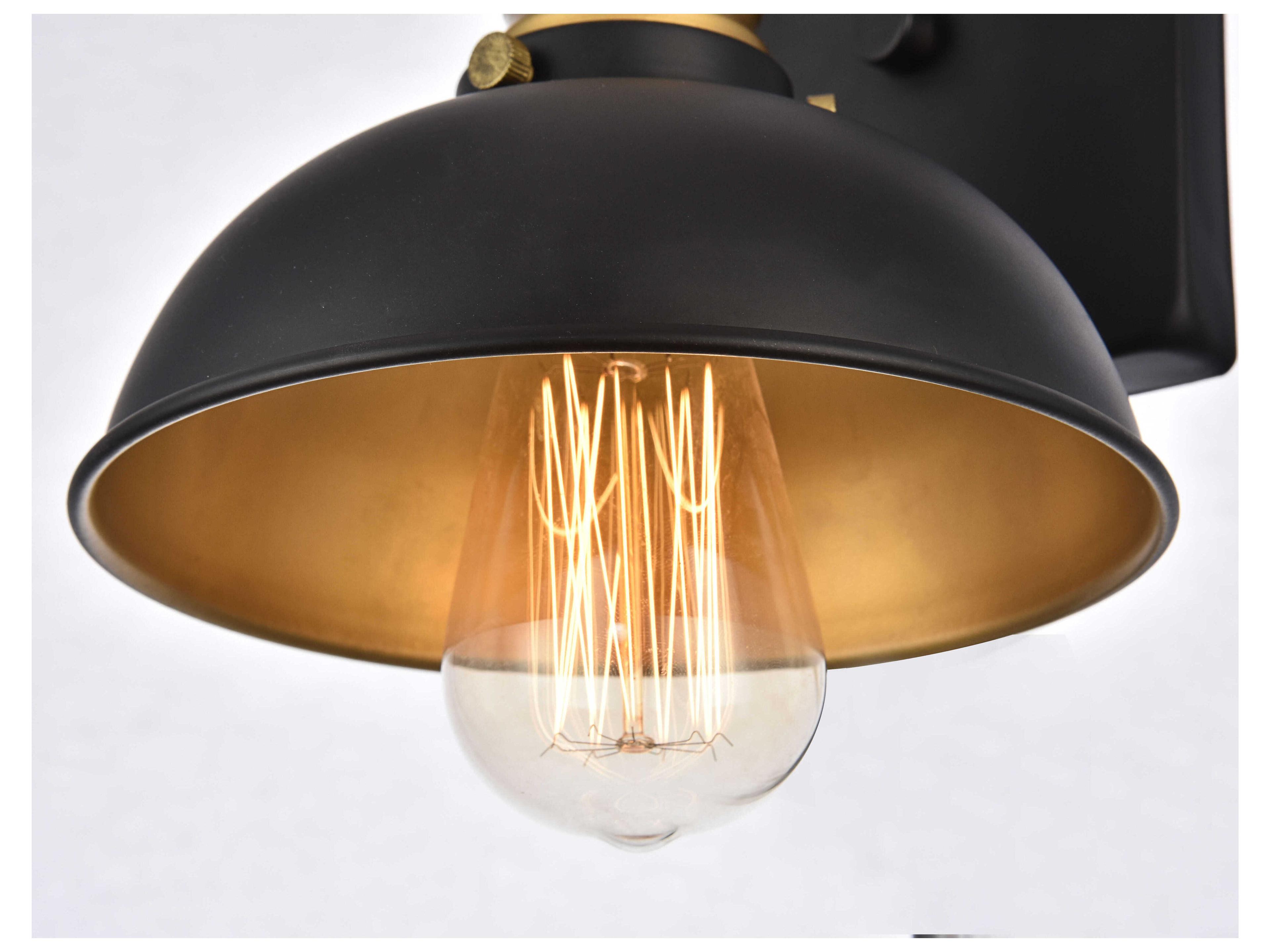 Elegant Lighting Anders 1-Light Black Brass Glass Wall Sconce