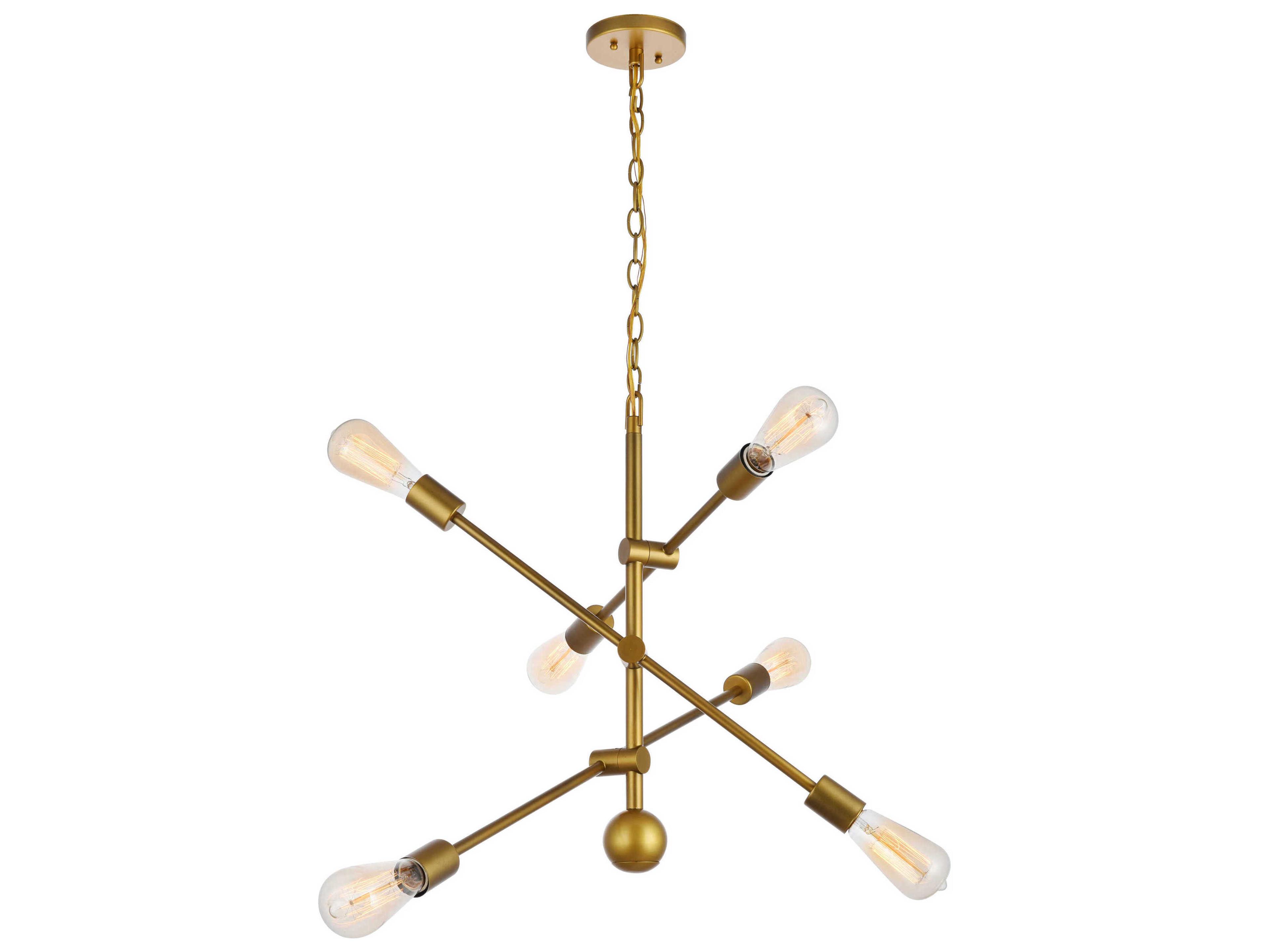 Axel 6-Light Brass Sputnik Pendant