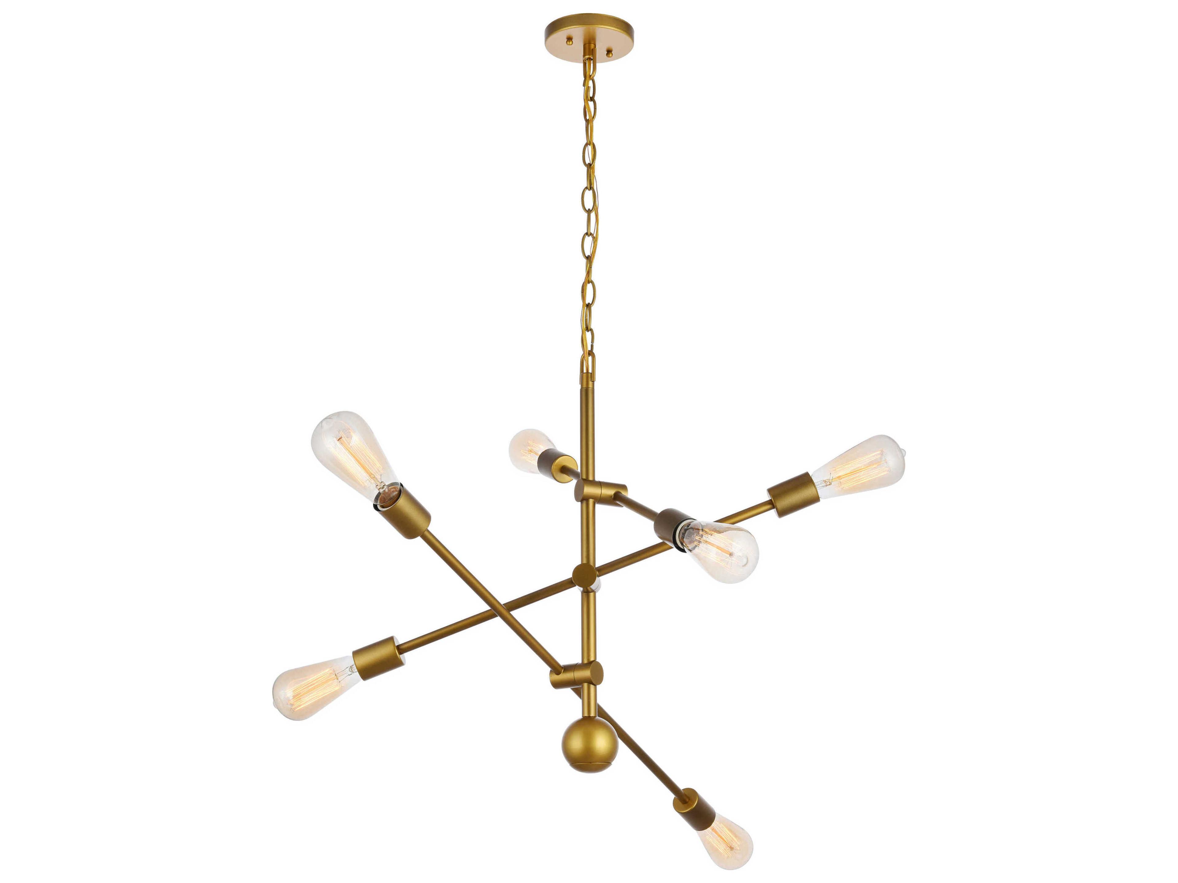 Elegant Lighting Axel 6-Light Brass Sputnik Pendant