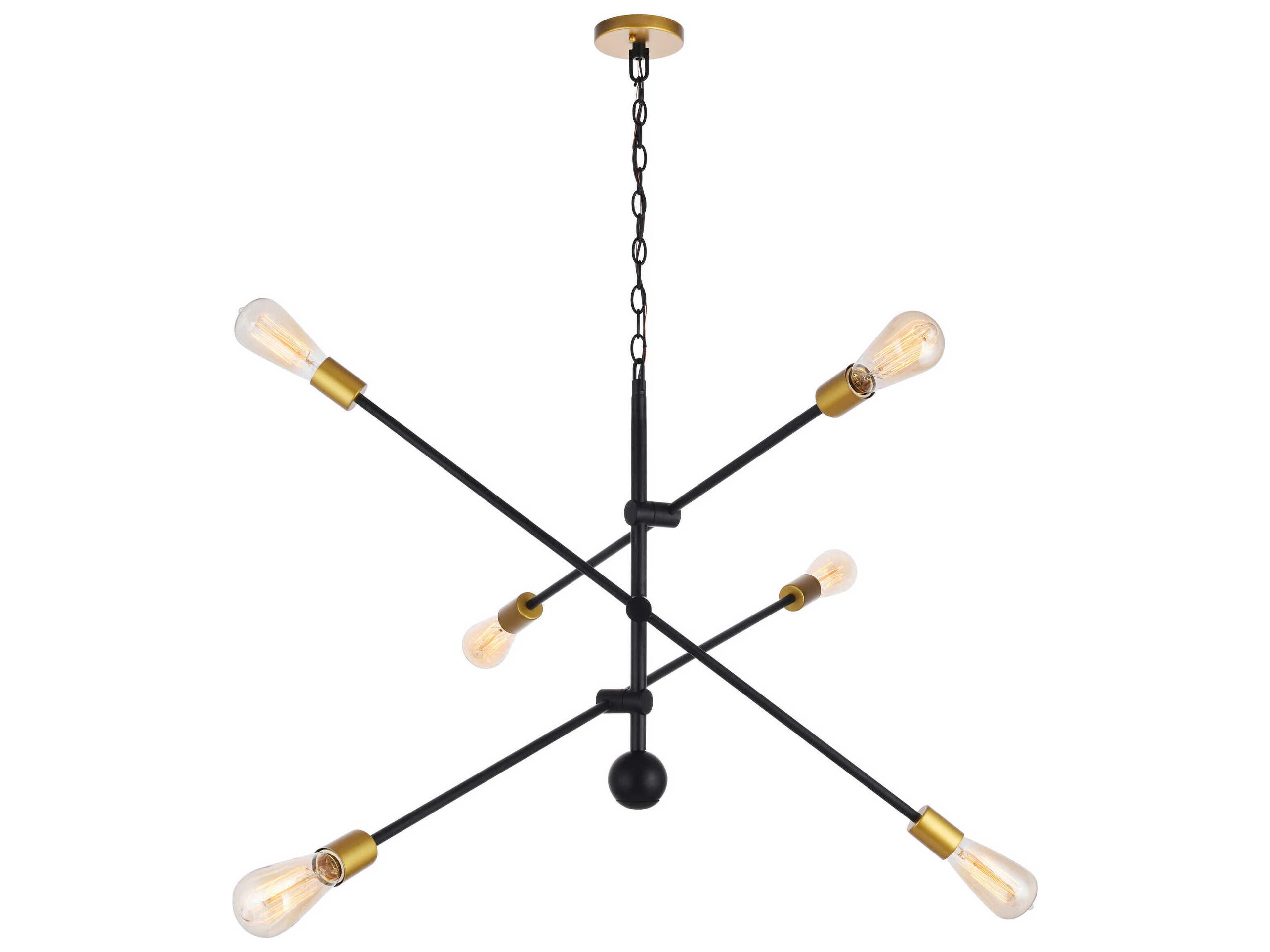 Axel 6-Light Black Brass Sputnik Pendant