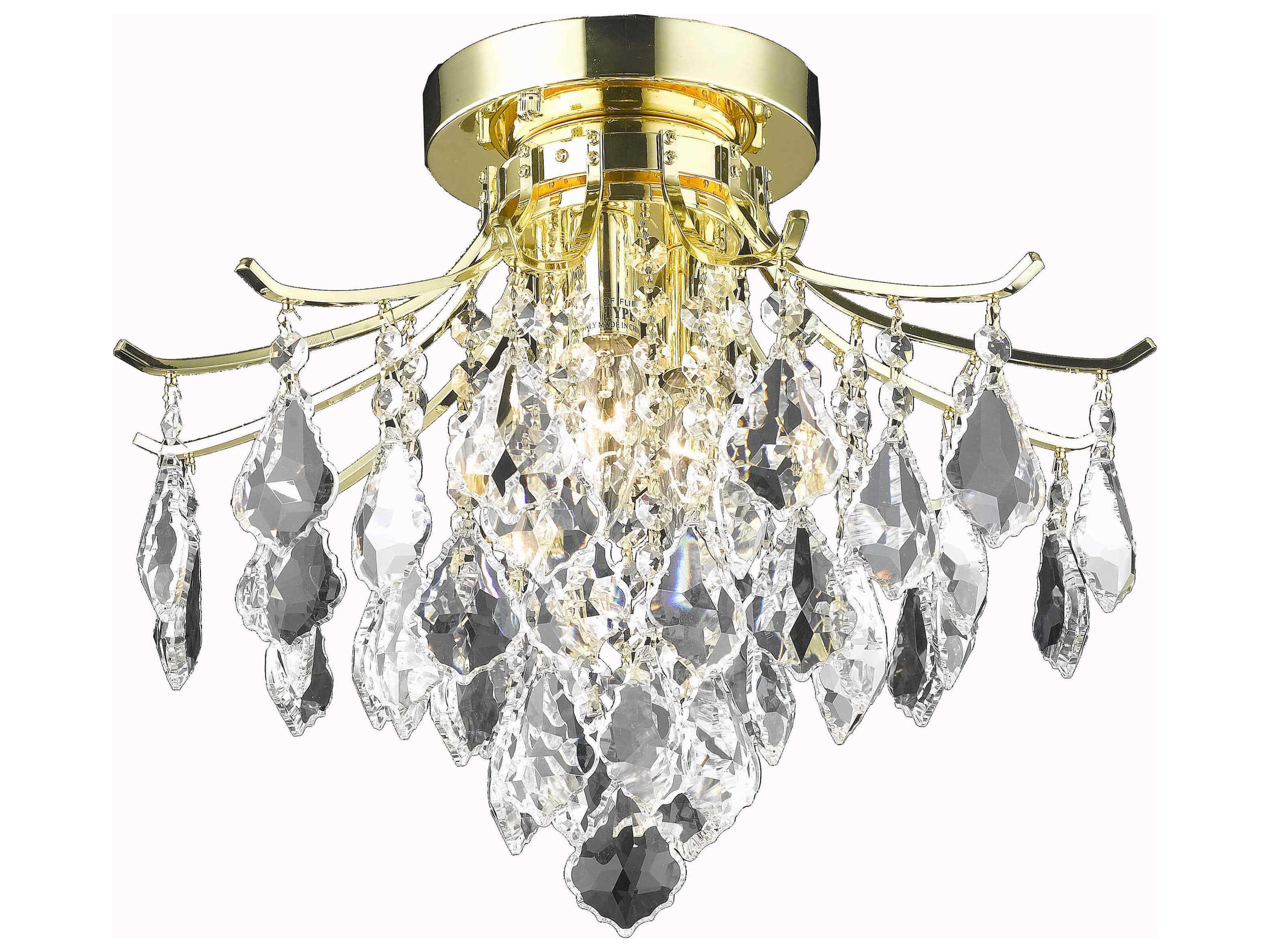 Elegant Lighting Amelia 3-Light Chrome Crystal Flush Mount