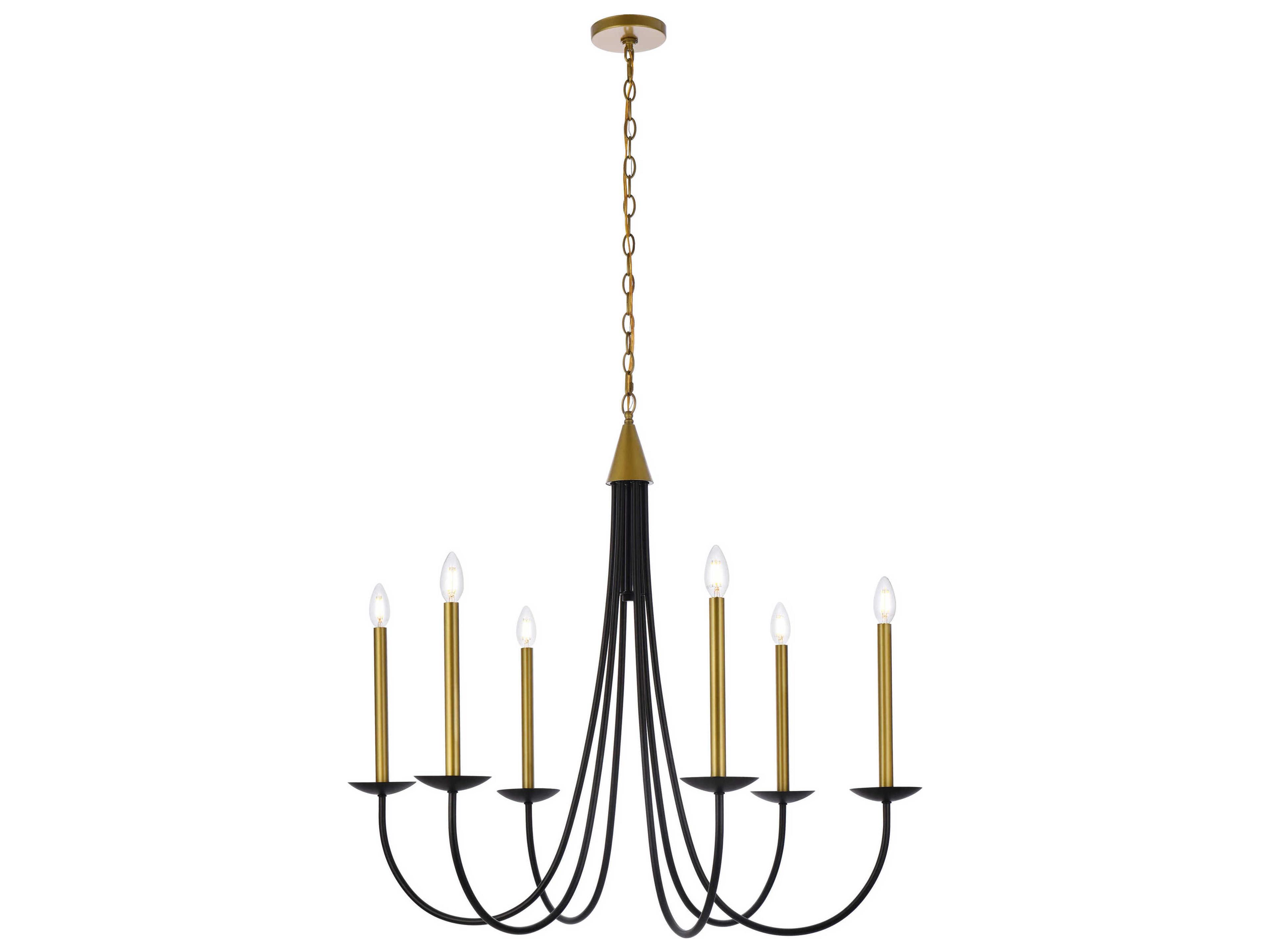 Cohen 6-Light Black And Brass Chandelier