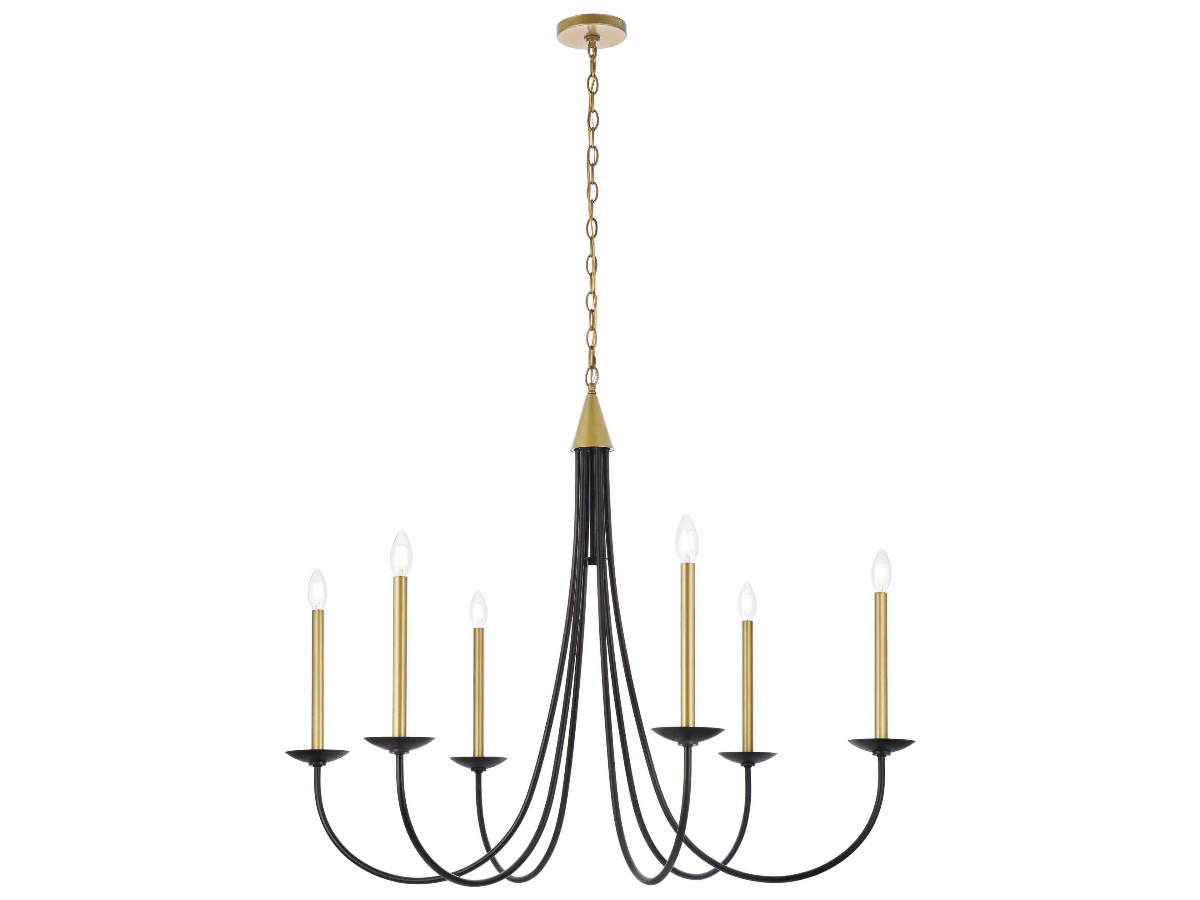 Cohen 6-Light Black And Brass Chandelier