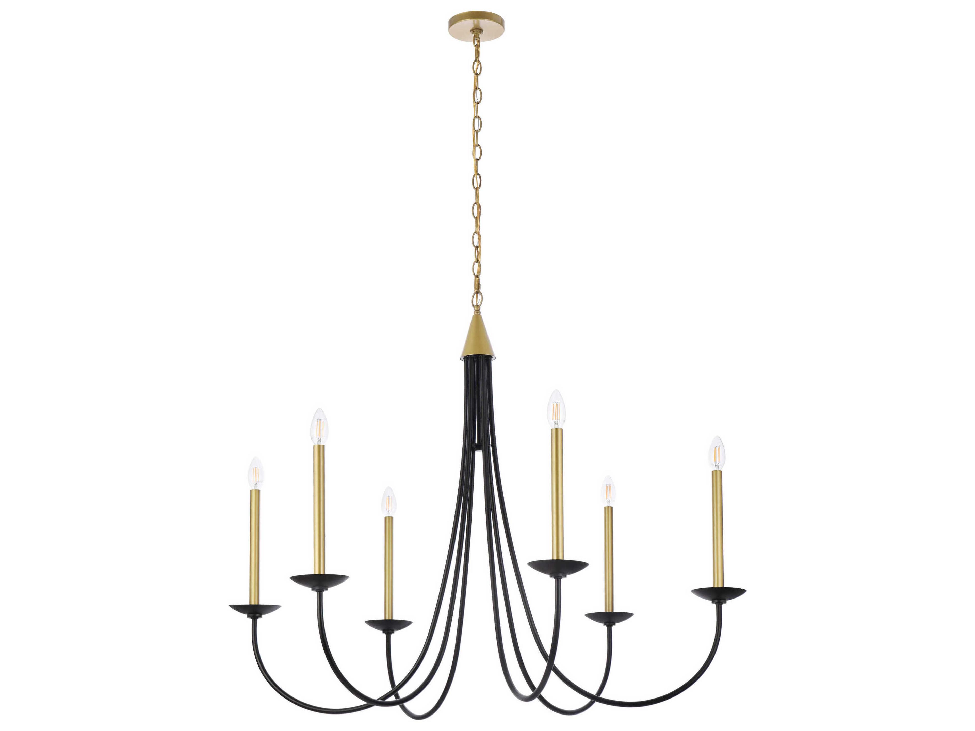 Elegant Lighting Cohen 6-Light Black And Brass Chandelier