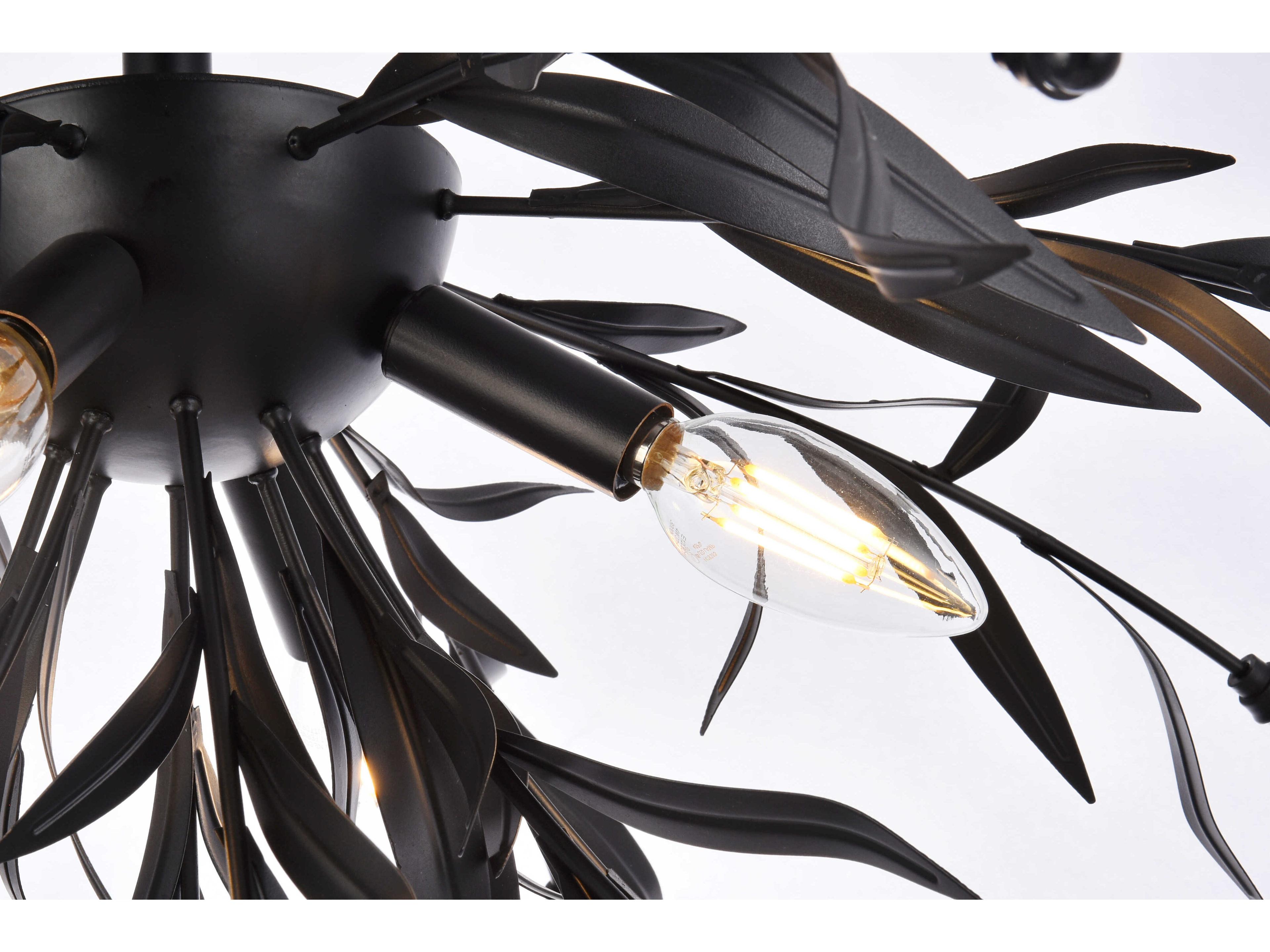 Elegant Lighting Priscilla 4-Light Black Crystal Semi Flush Mount