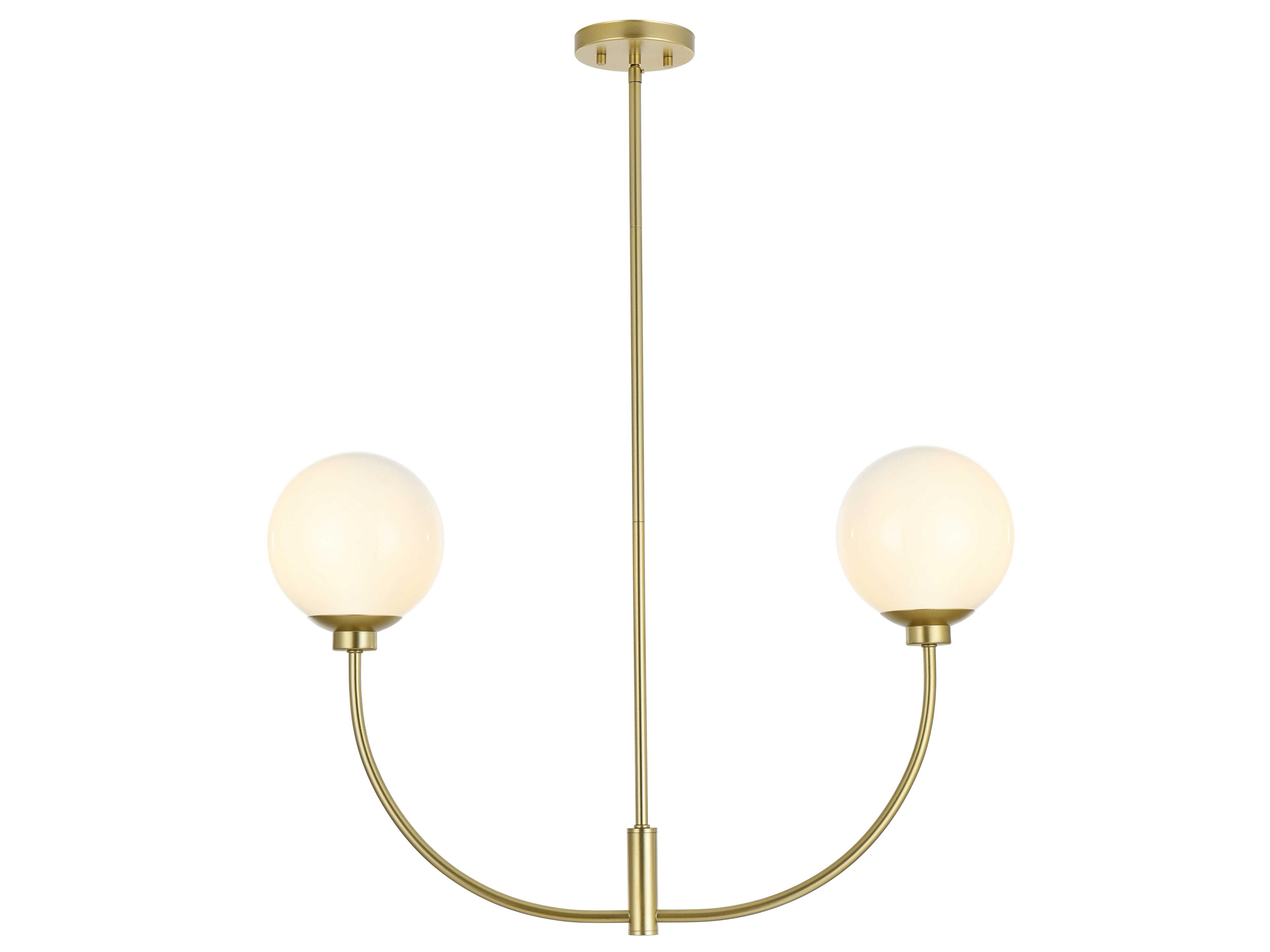 Nyomi 2-Light Brass Globe Island Pendant