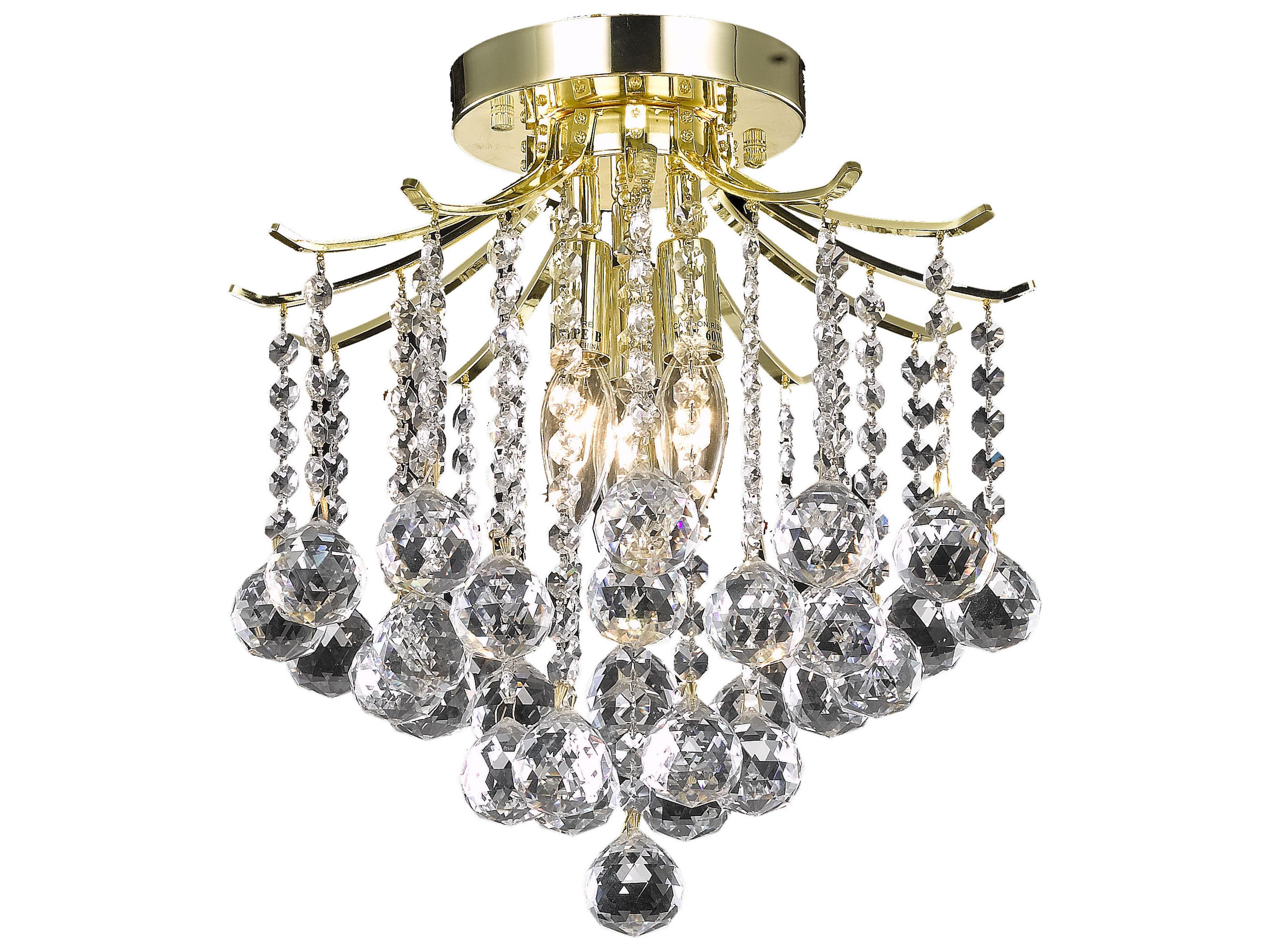 Elegant Lighting Amelia 3-Light Chrome Crystal Flush Mount