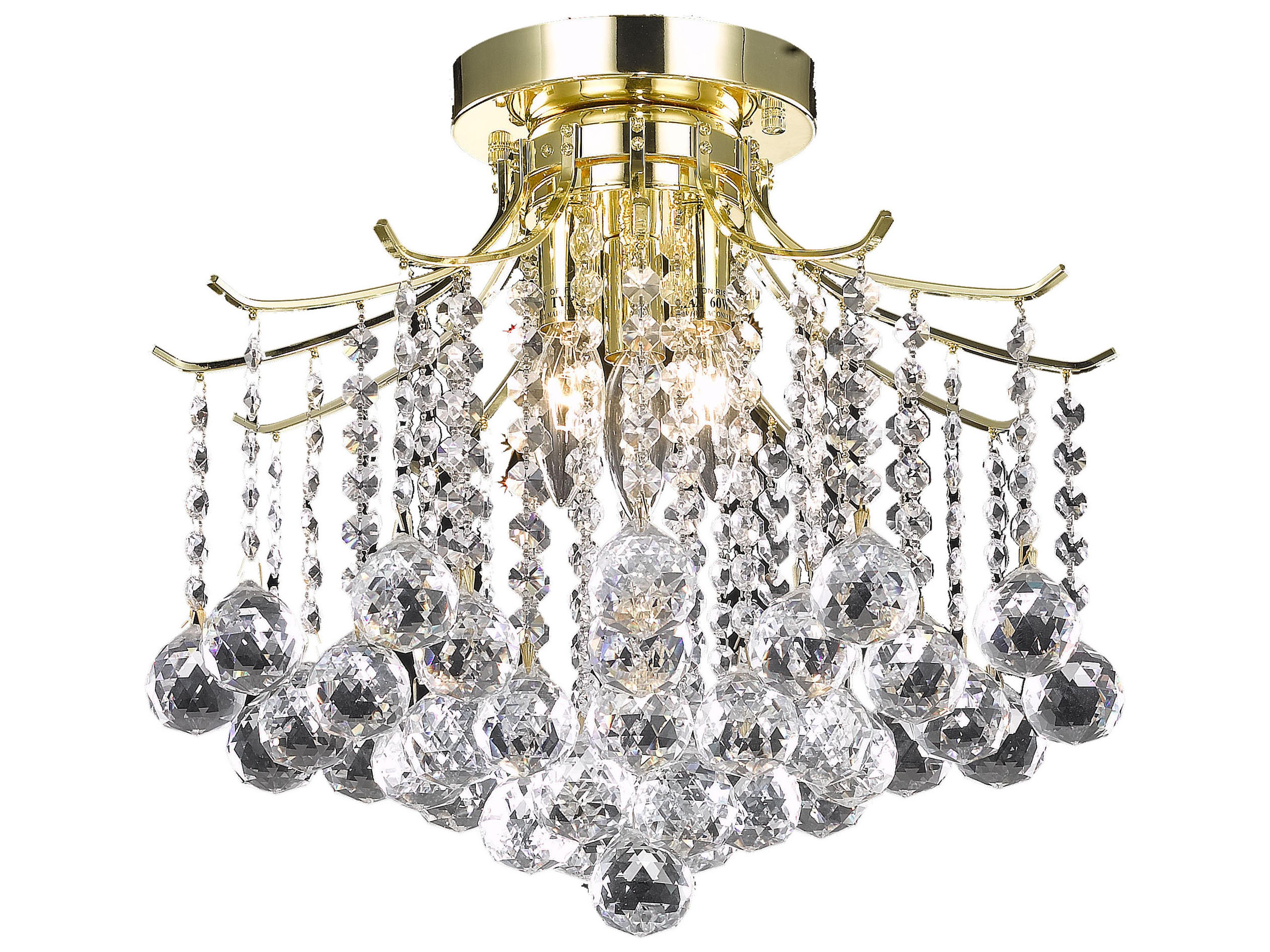 Elegant Lighting Amelia 3-Light Chrome Crystal Flush Mount