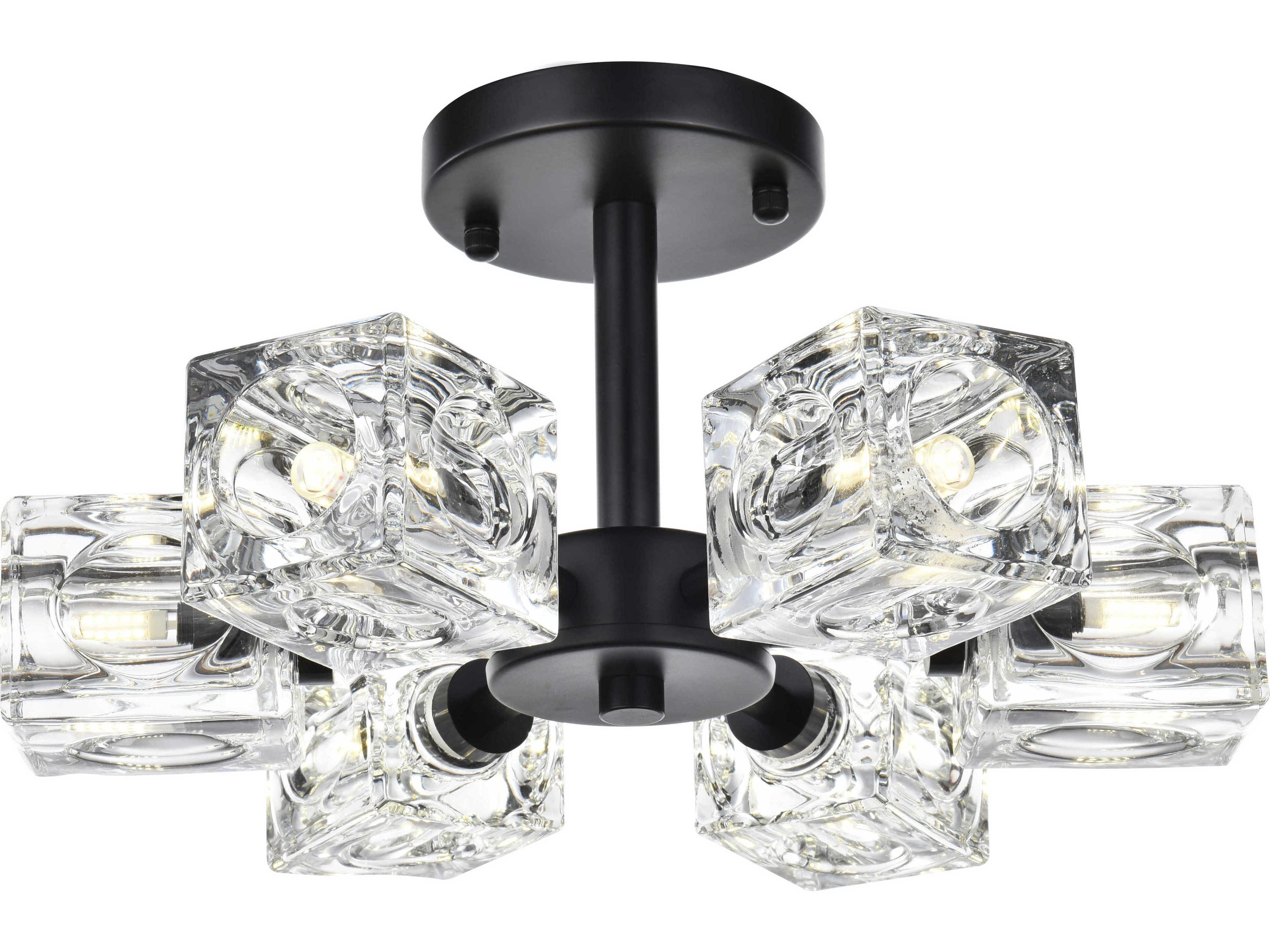Lyra 6-Light Black Semi Flush Mount