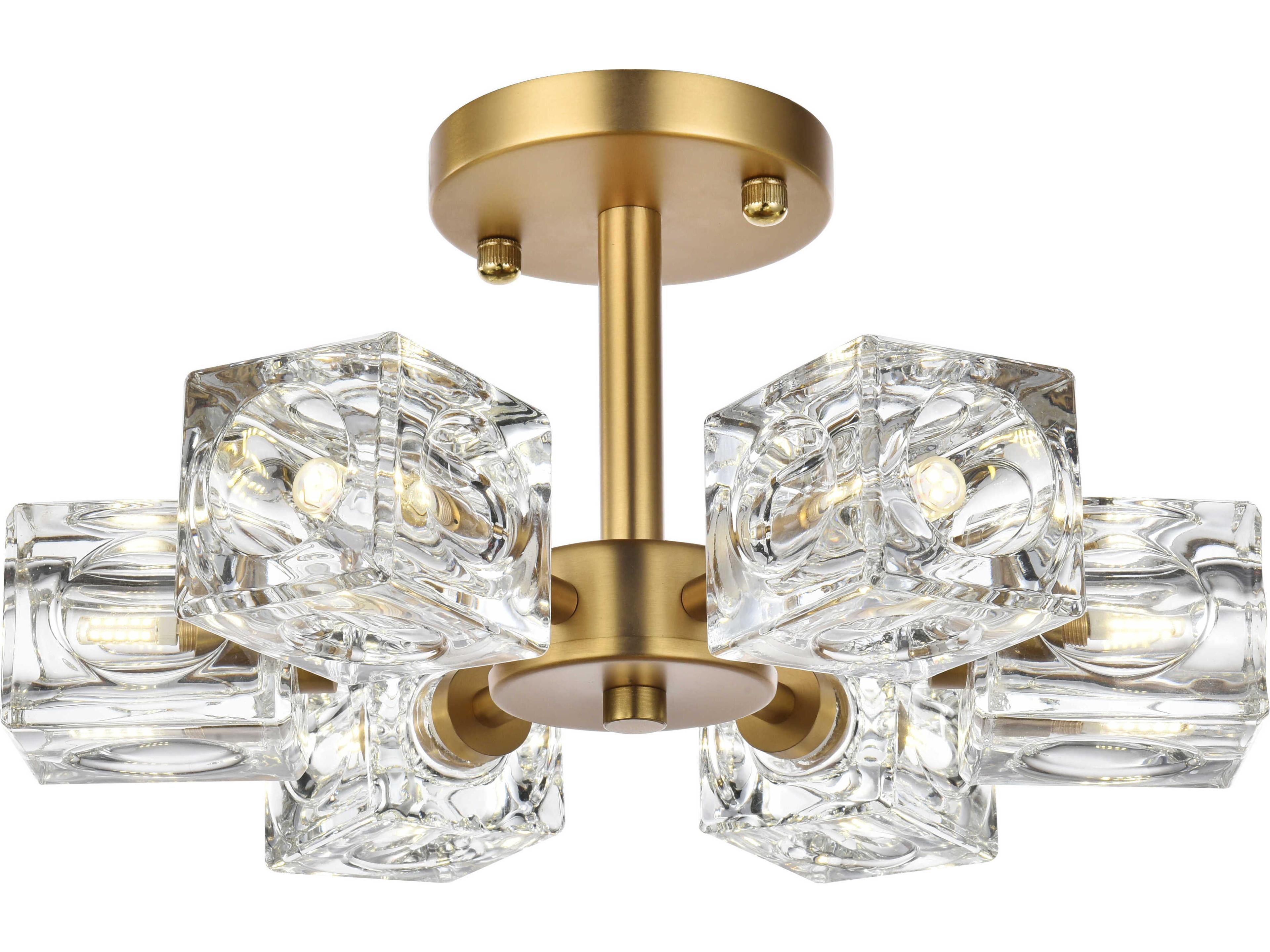 Lyra 6-Light Satin Gold Semi Flush Mount