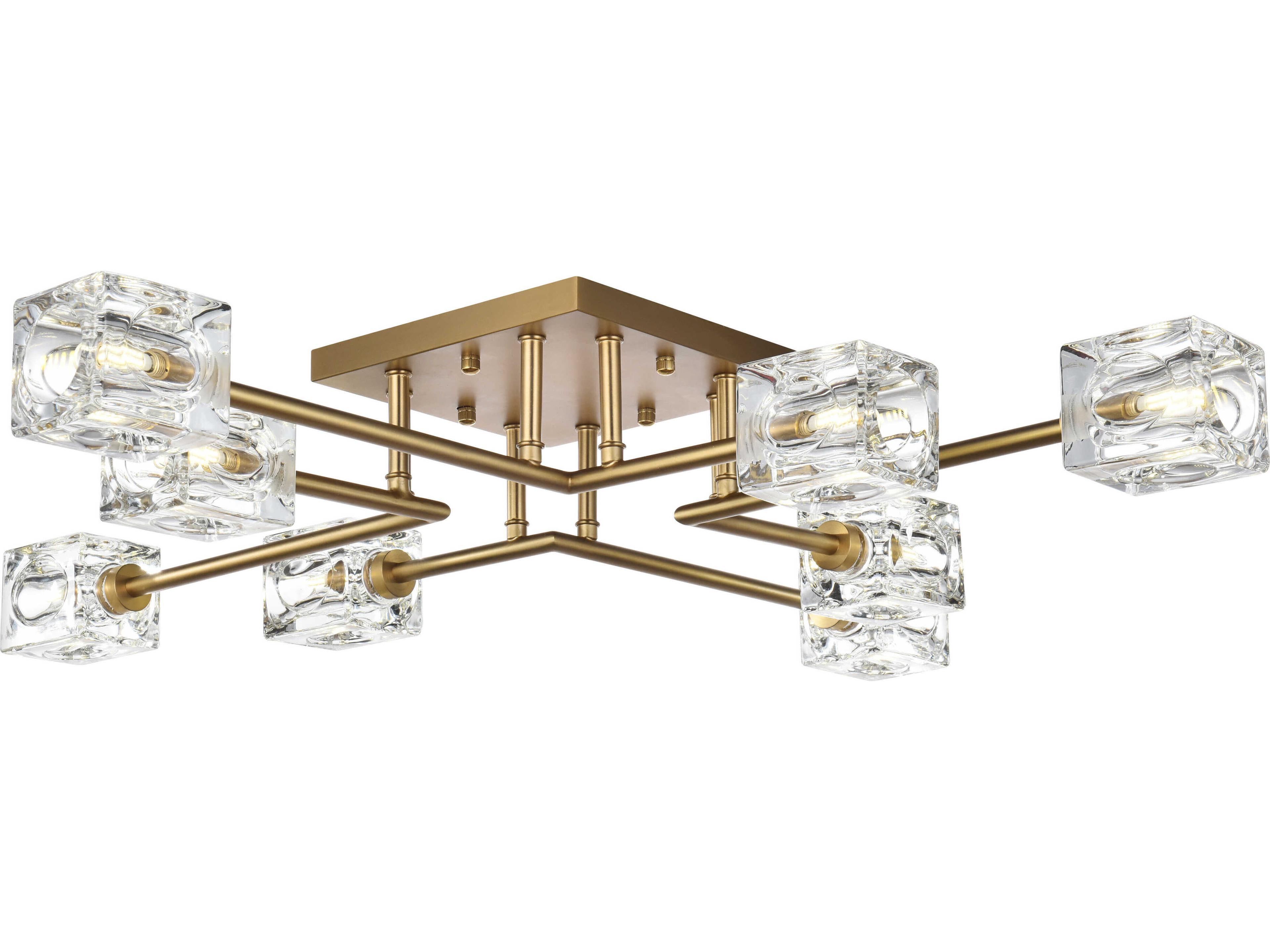 Lyra 8-Light Satin Gold Semi Flush Mount