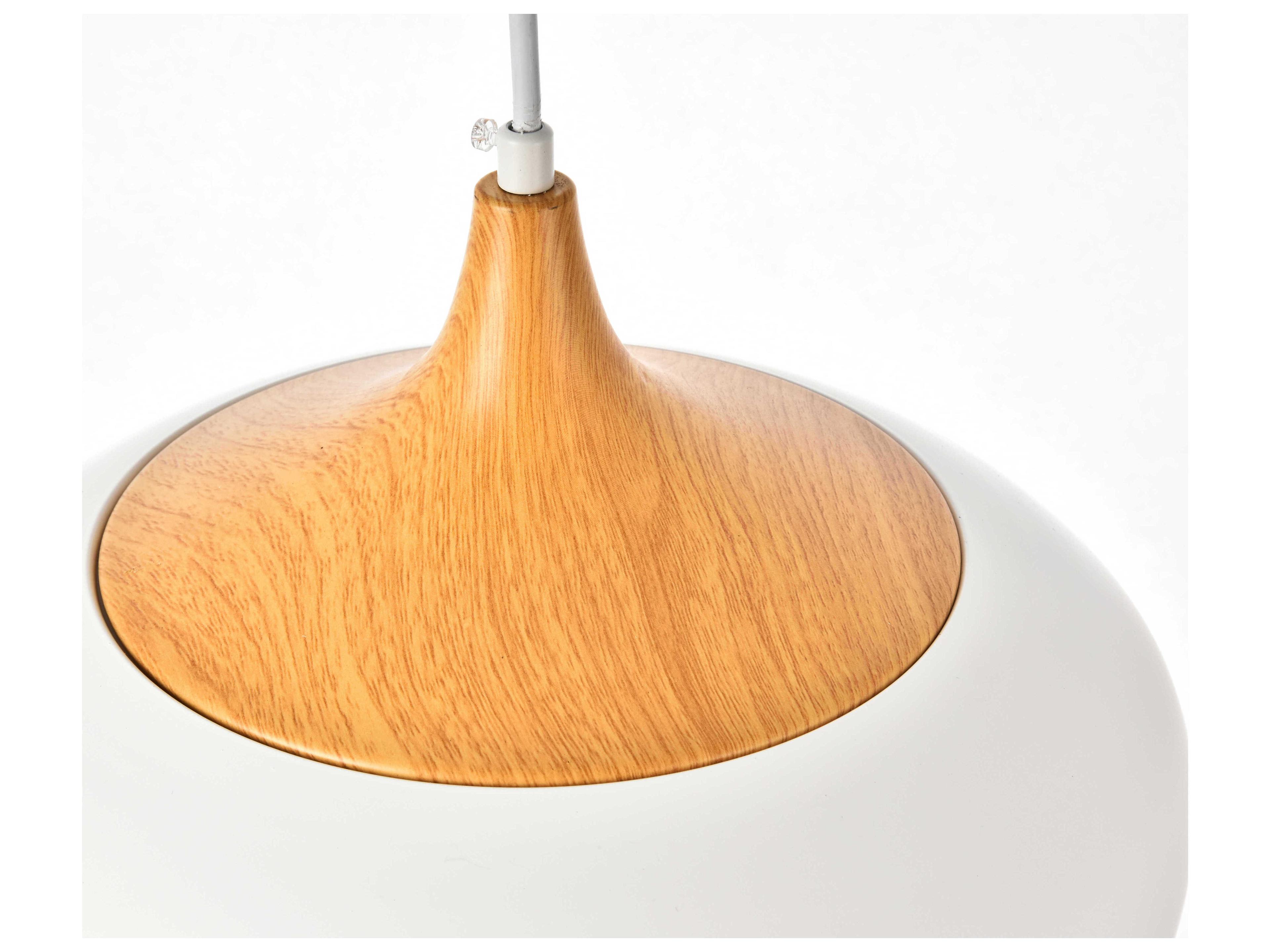 Elegant Lighting Nora 1-Light White Natural Wood Dome Mini Pendant
