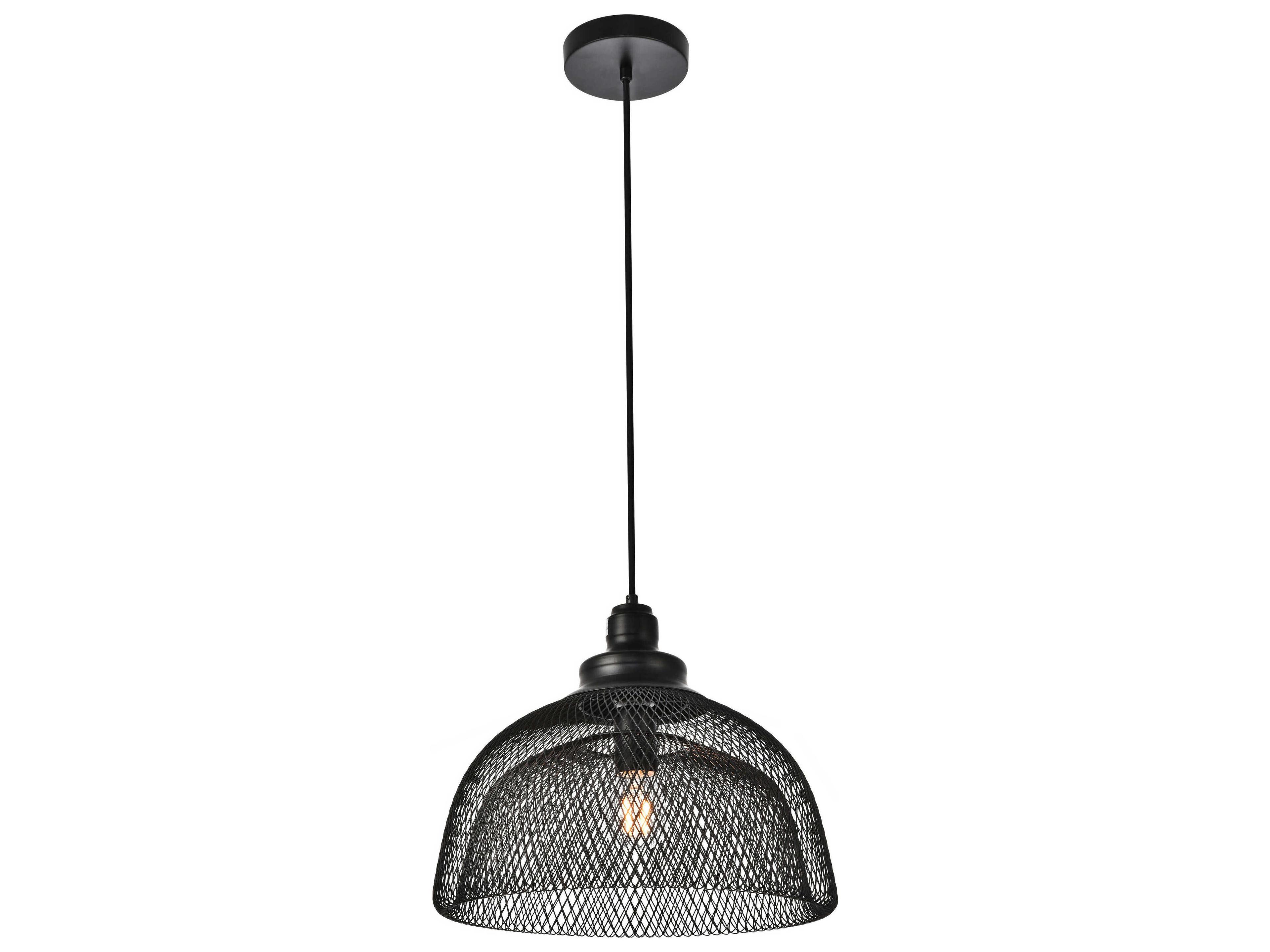 Elegant Lighting Warren 1-Light Black Dome Pendant