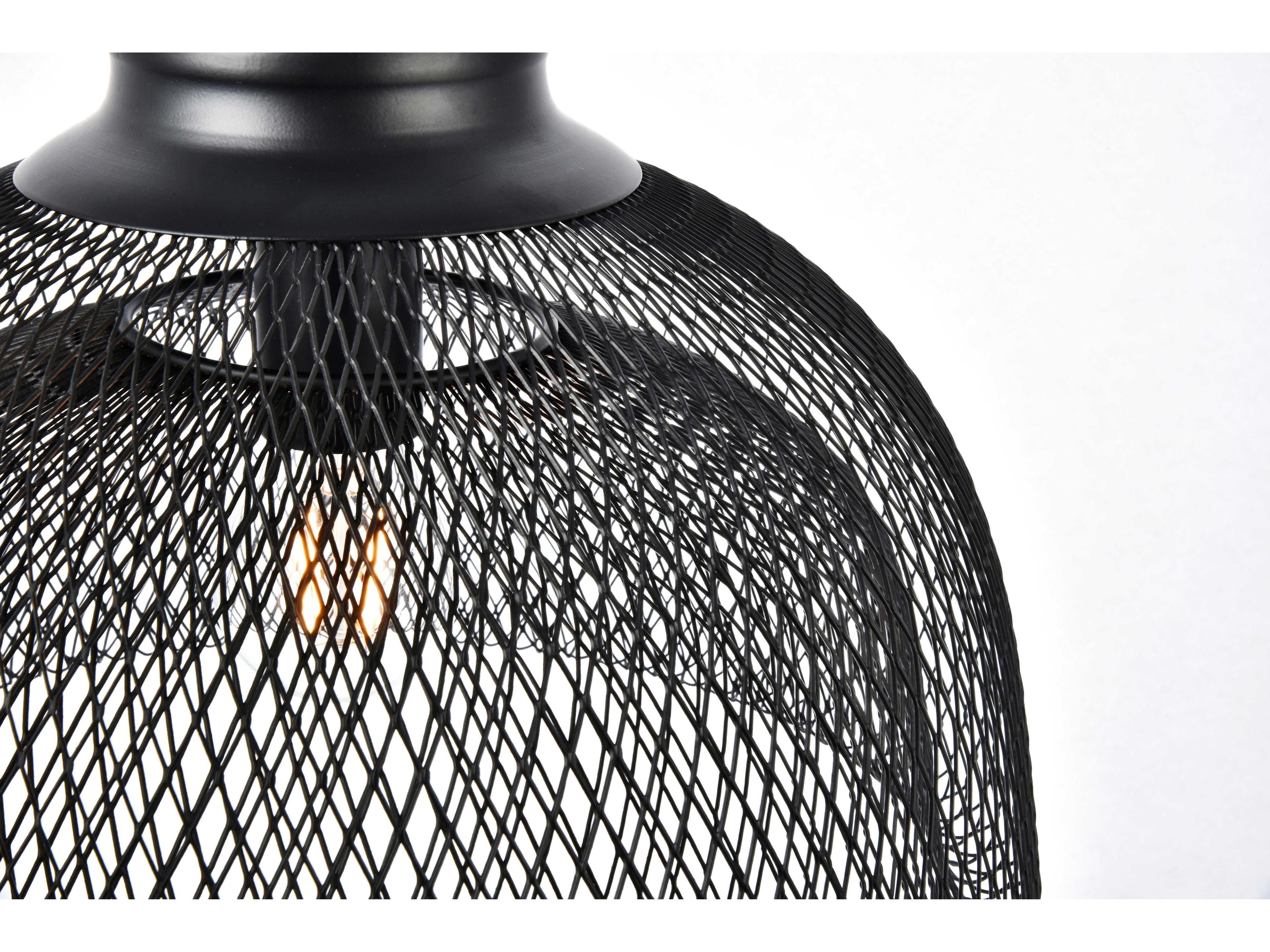 Elegant Lighting Warren 1-Light Black Dome Pendant