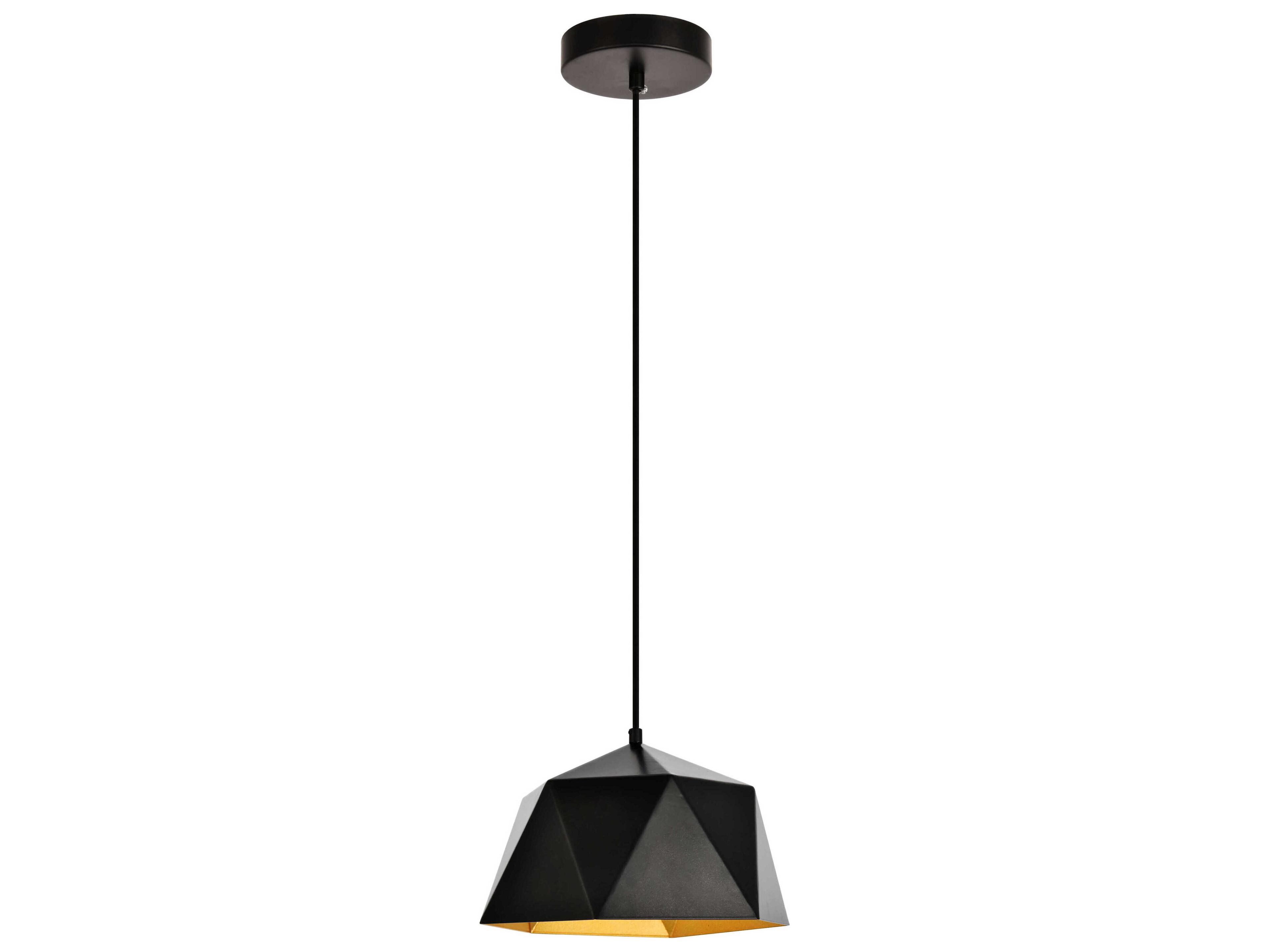 Elegant Lighting Arden 1-Light Black Gold White Geometric Mini Pendant