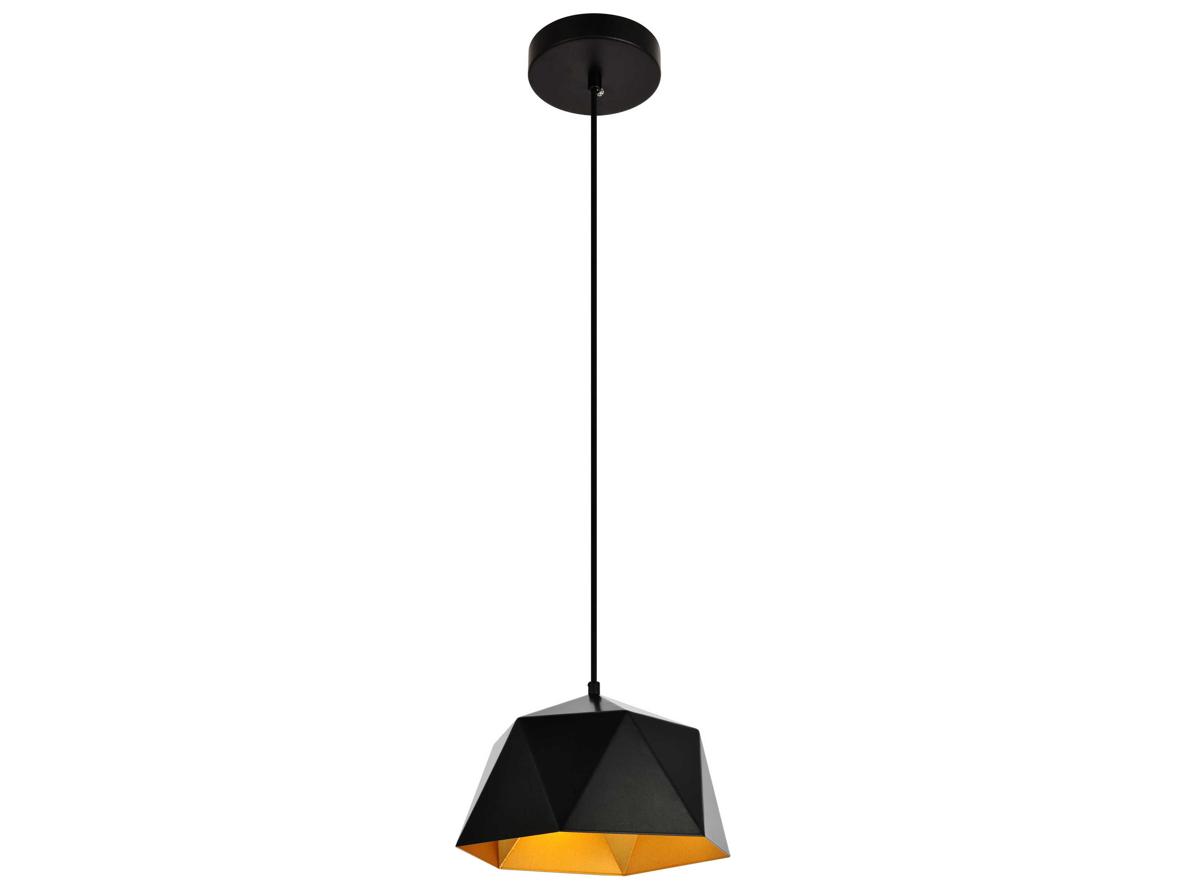 Elegant Lighting Arden 1-Light Black Gold White Geometric Mini Pendant