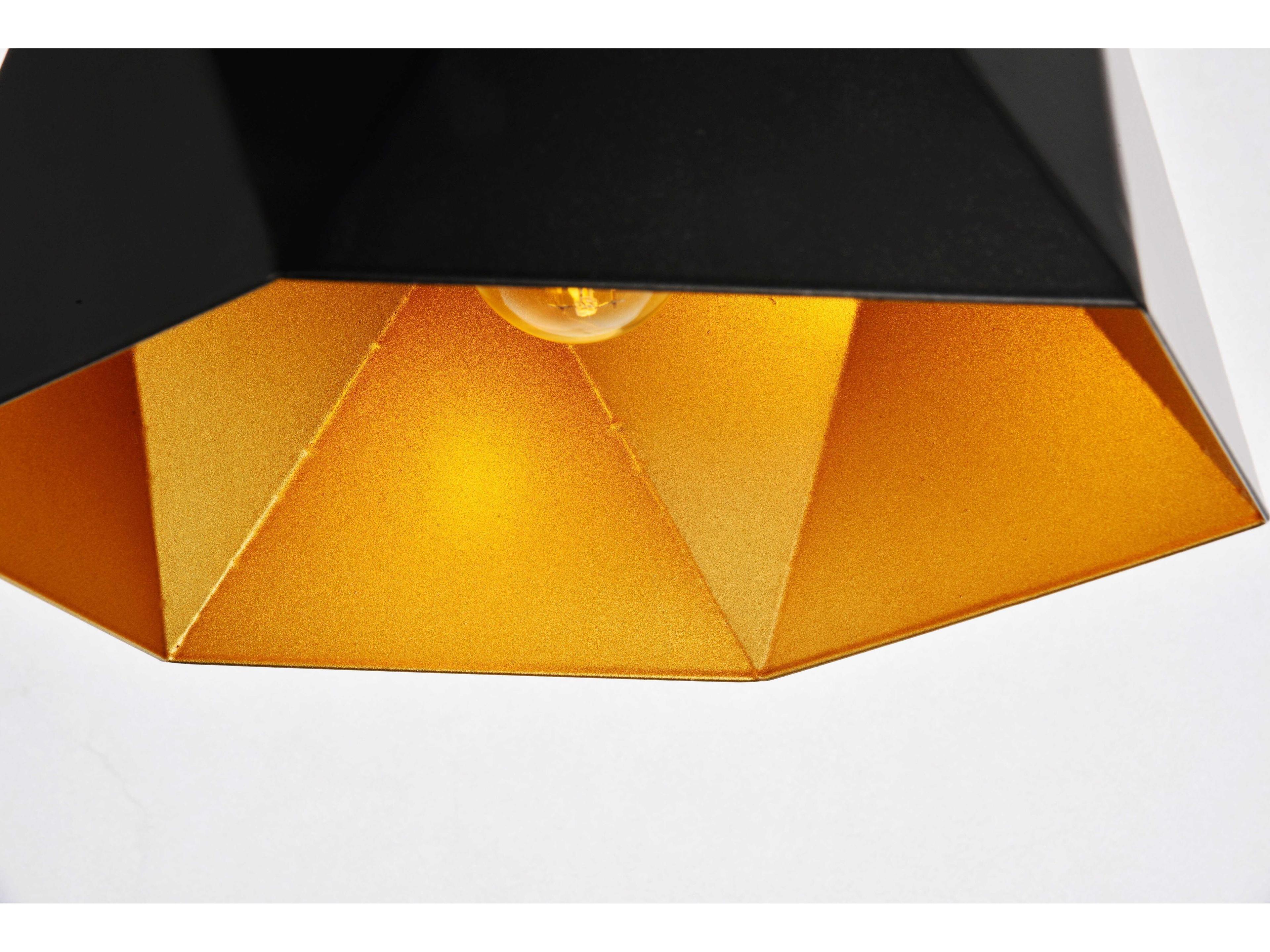 Elegant Lighting Arden 1-Light Black Gold White Geometric Mini Pendant