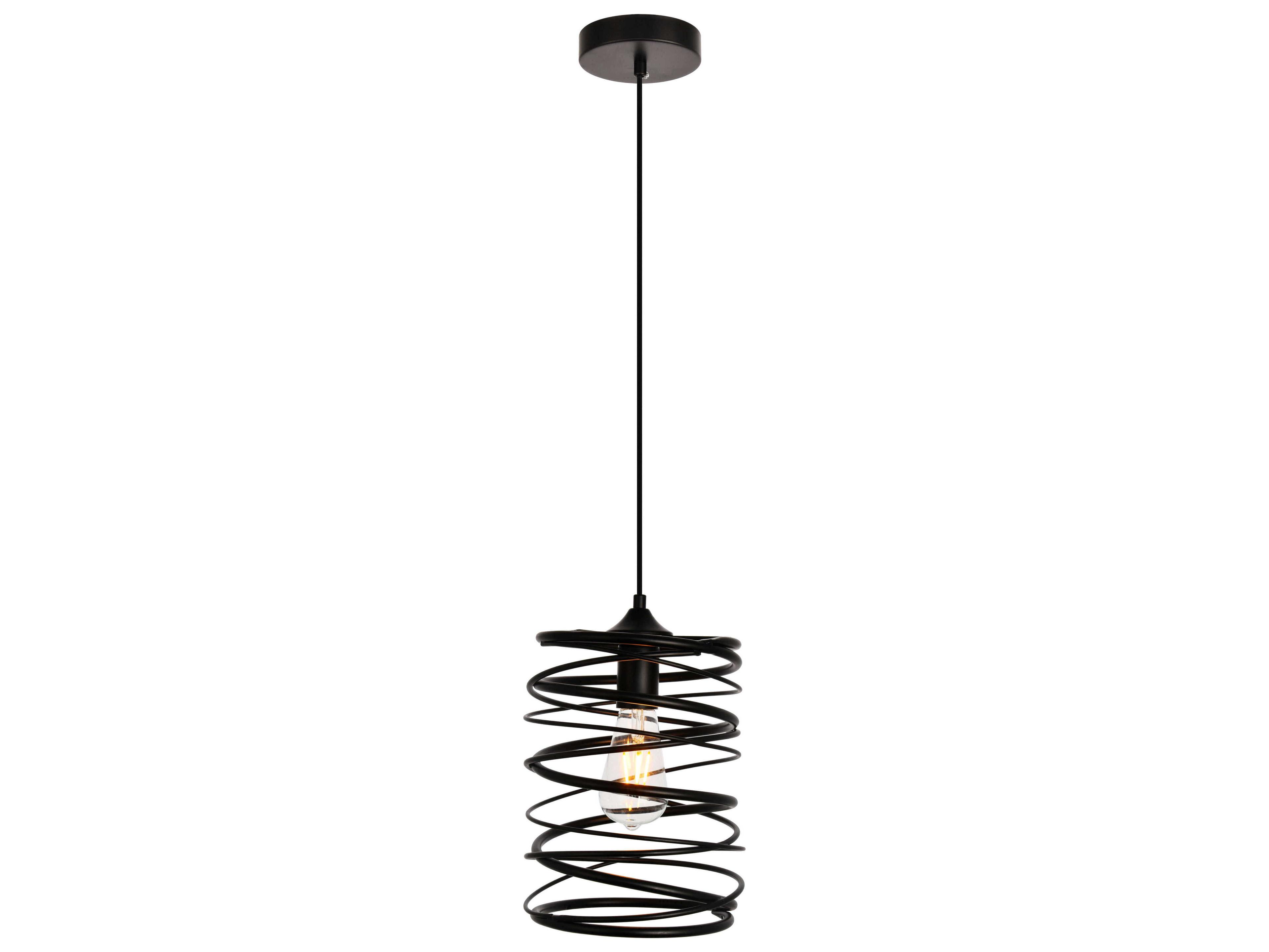 Hopper 1-Light Black Cylinder Mini Pendant